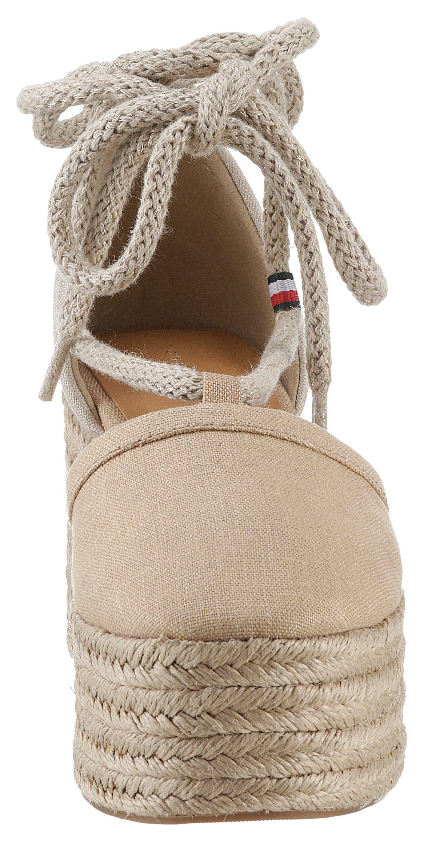Tommy Hilfiger Espadrilles CLOSED TOE LINEN FLATFORM , zomerschoen, sleehak, met mooie enkelveters