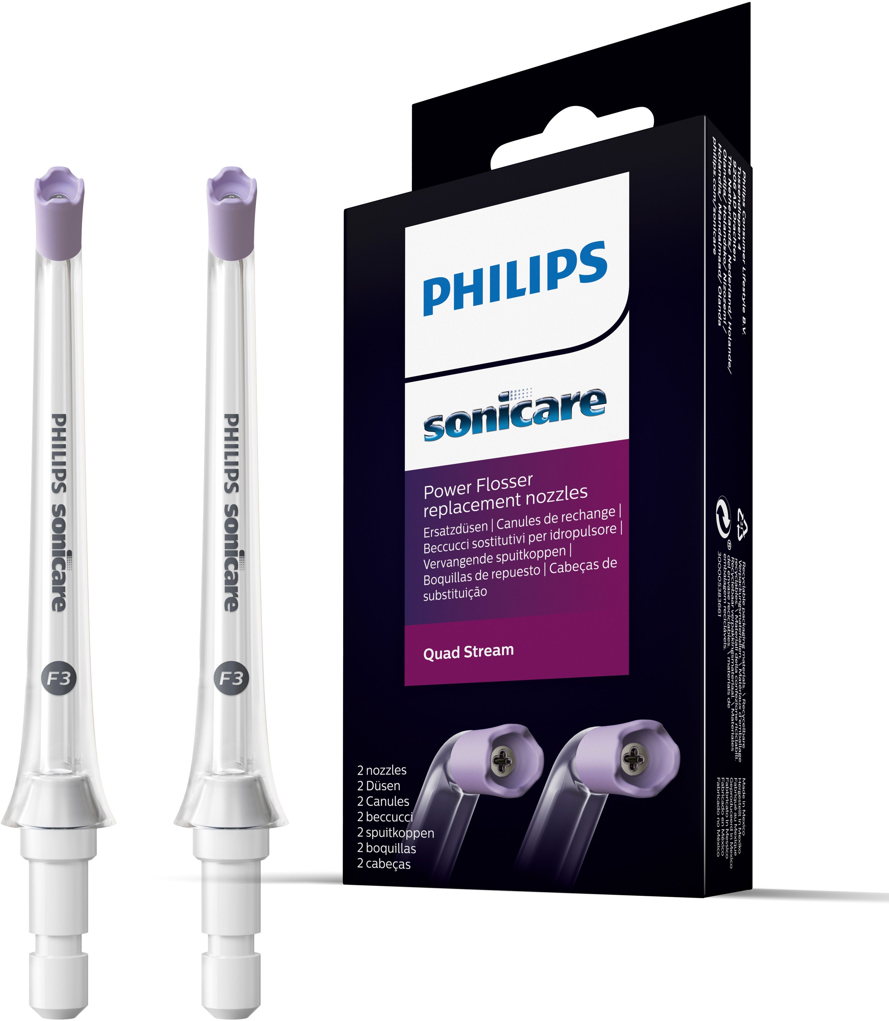 Philips Sonicare Monddouche-reserve-mondstuk F3 Quad Stream nozzle HX3062/00 zachte leiding, compatibel...