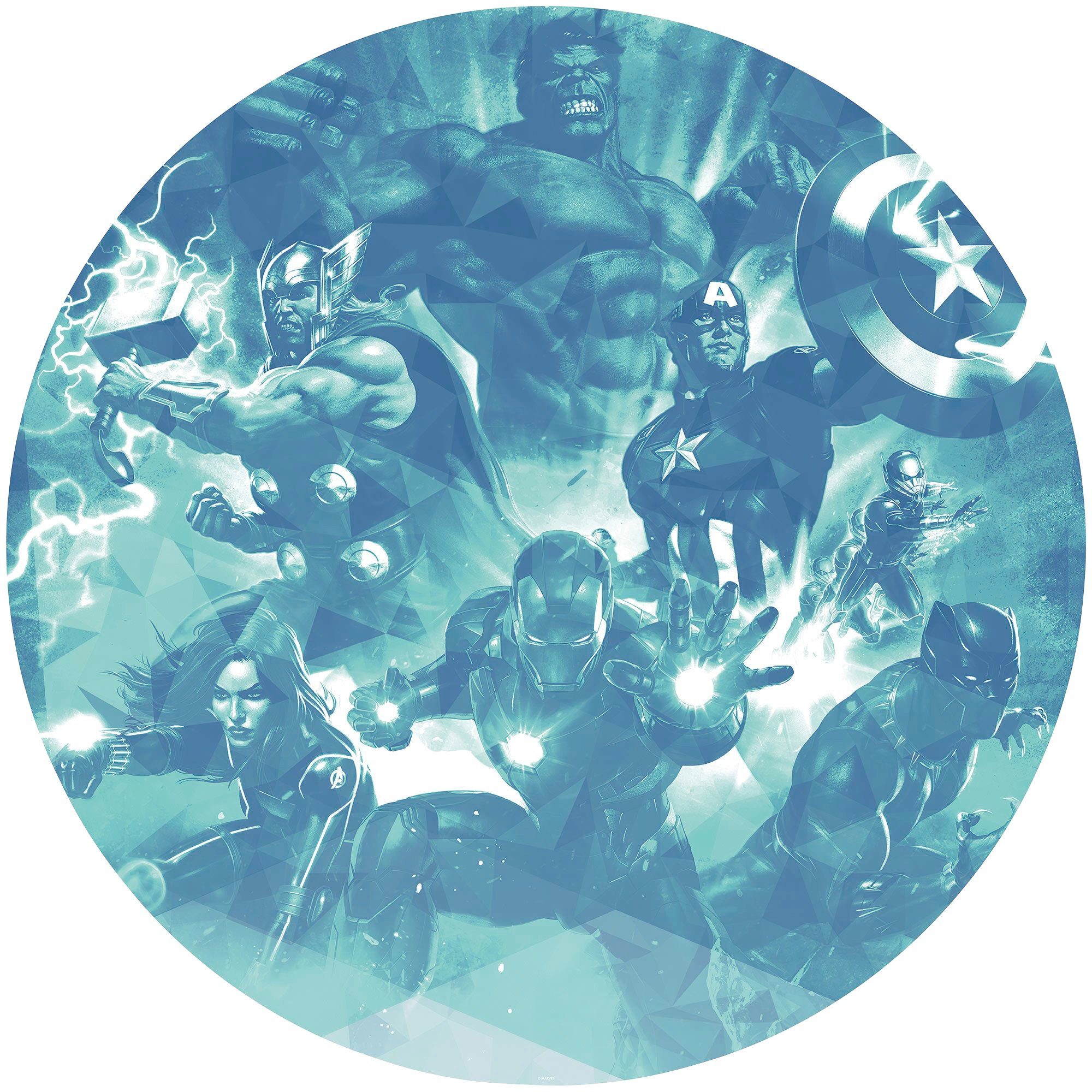 Komar Fotobehang Zelfklevend vlies - Avengers Blue Power - Afmeting 125 x 125 cm