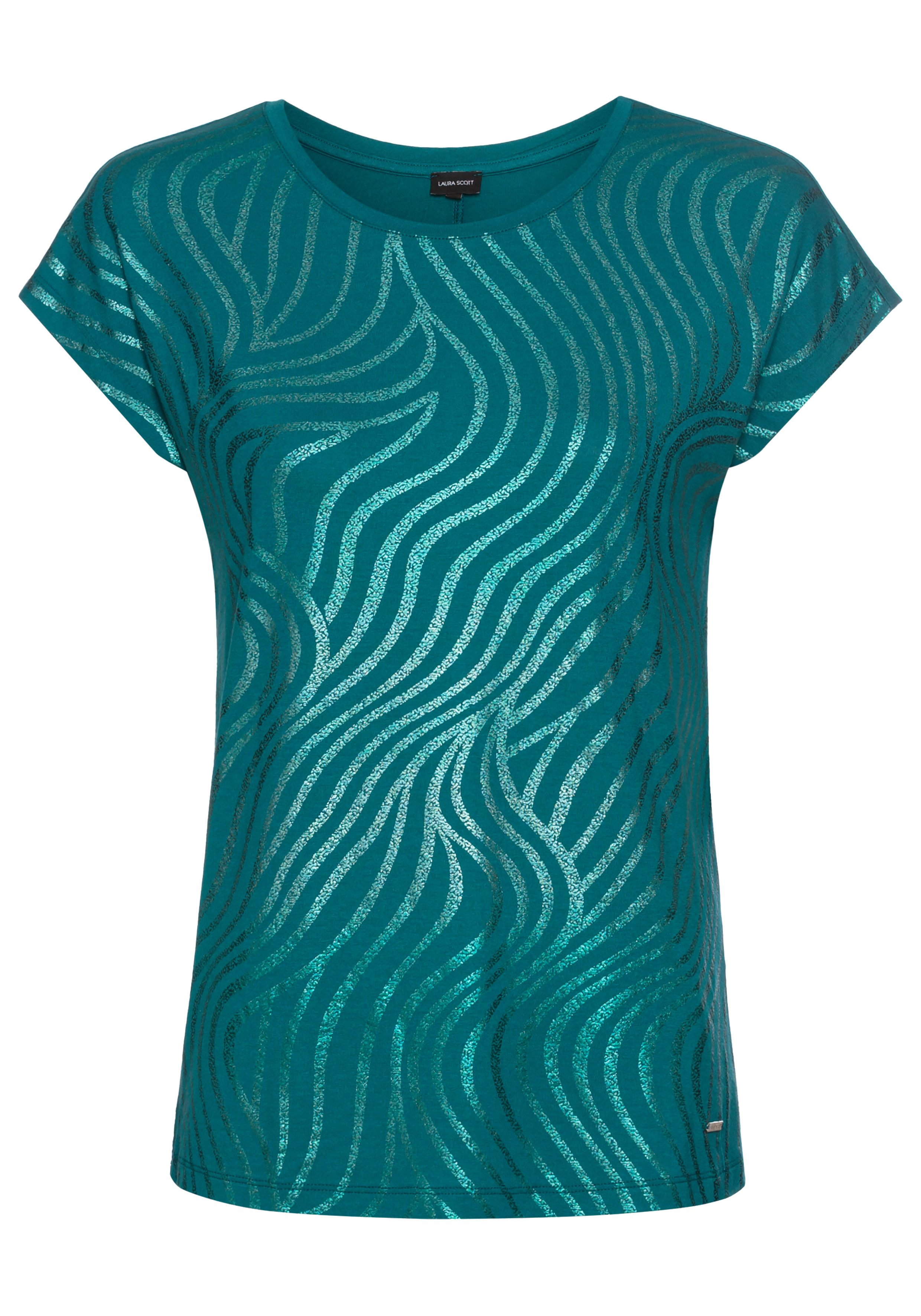Laura Scott Shirt met ronde hals Korte mouwen figuurvolgend van elastische single jersey