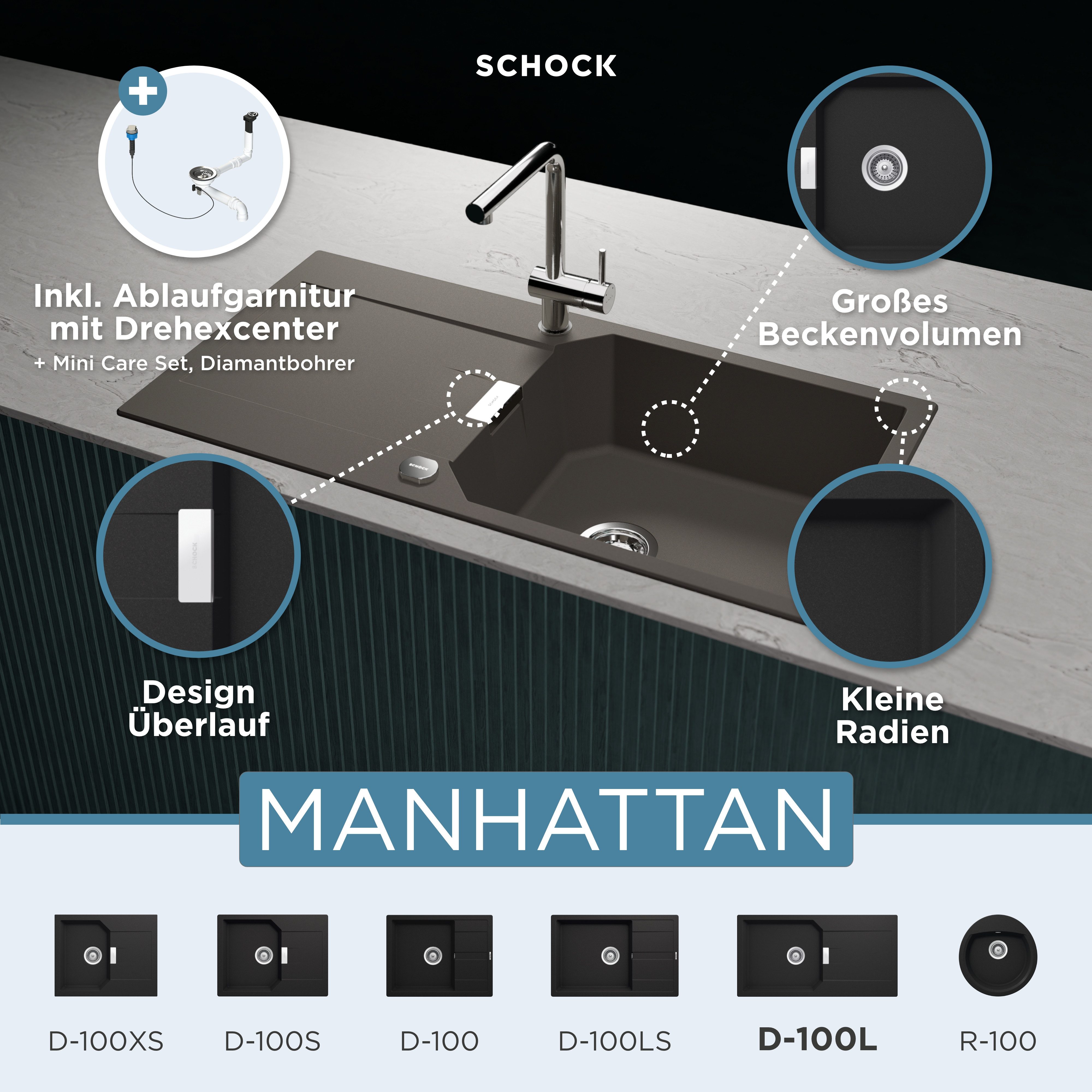 Schock Granieten spoelbak Manhattan D-100L