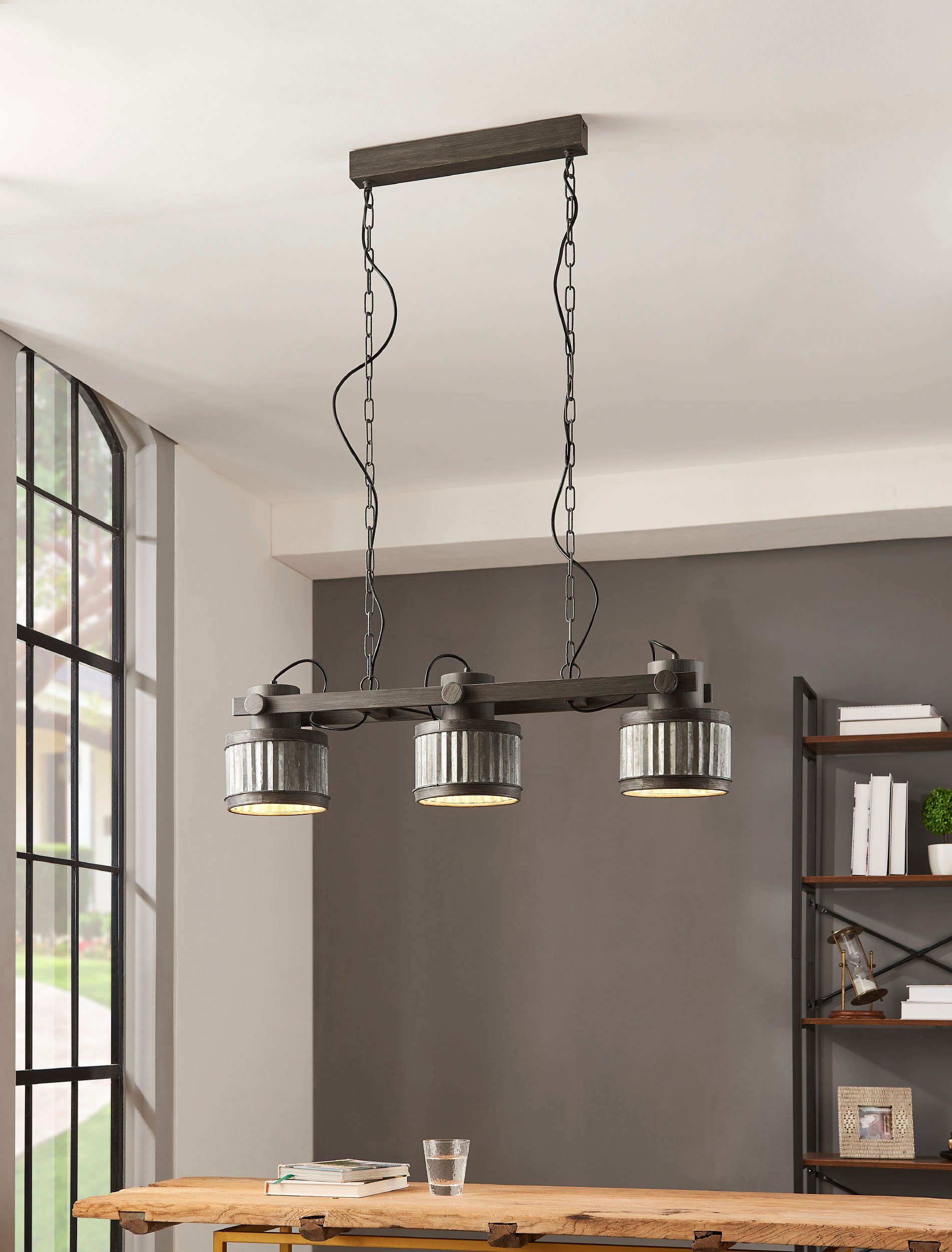 EGLO Hanglamp TURROCK Hanglamp in grijs en zwart van staal - excl. E27 - 28W (1 stuk)