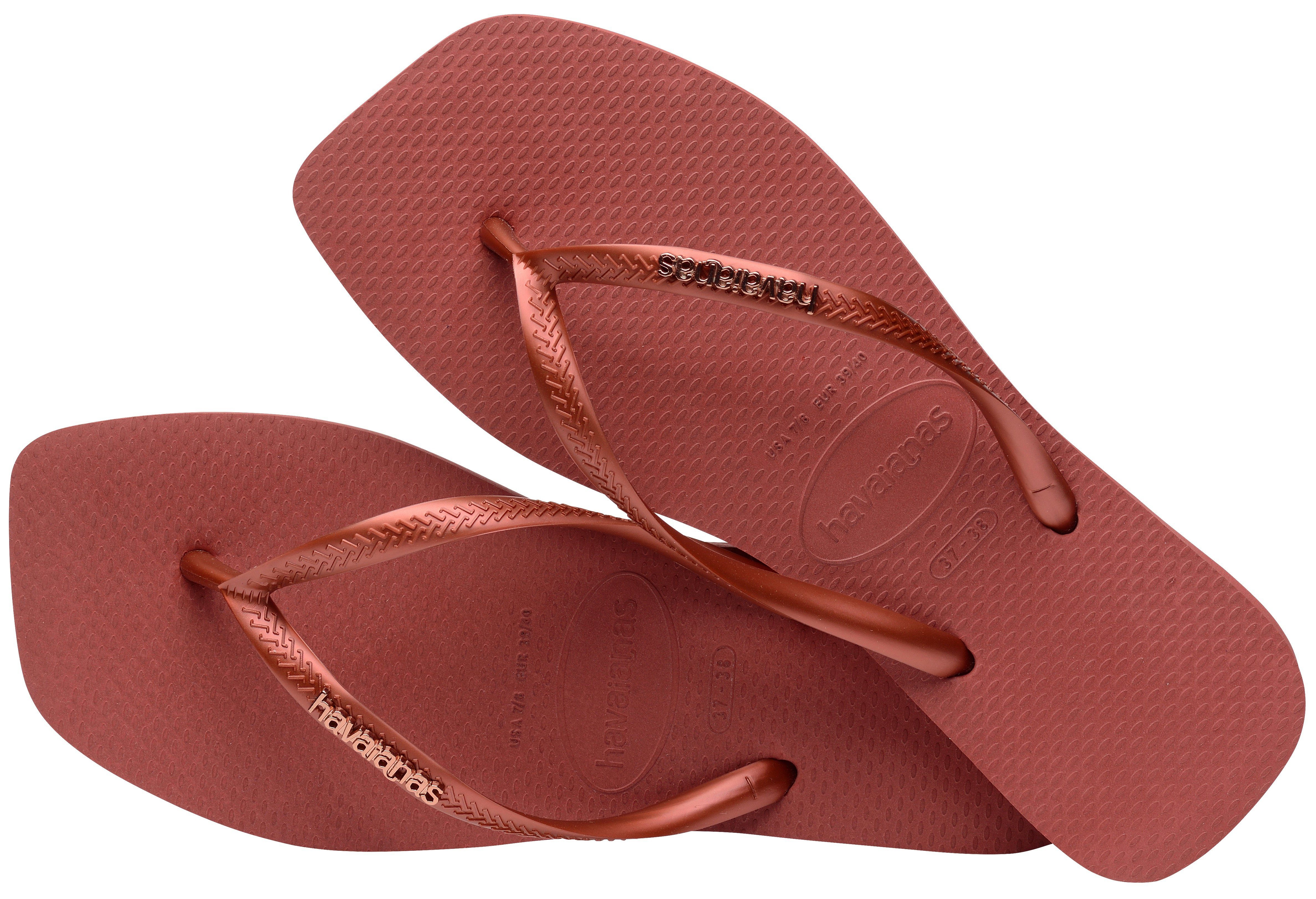 Havaianas Teenslippers SQUARE LOGO METALLIC , zomerschoen, slippers, poolslides met metallic bandjes