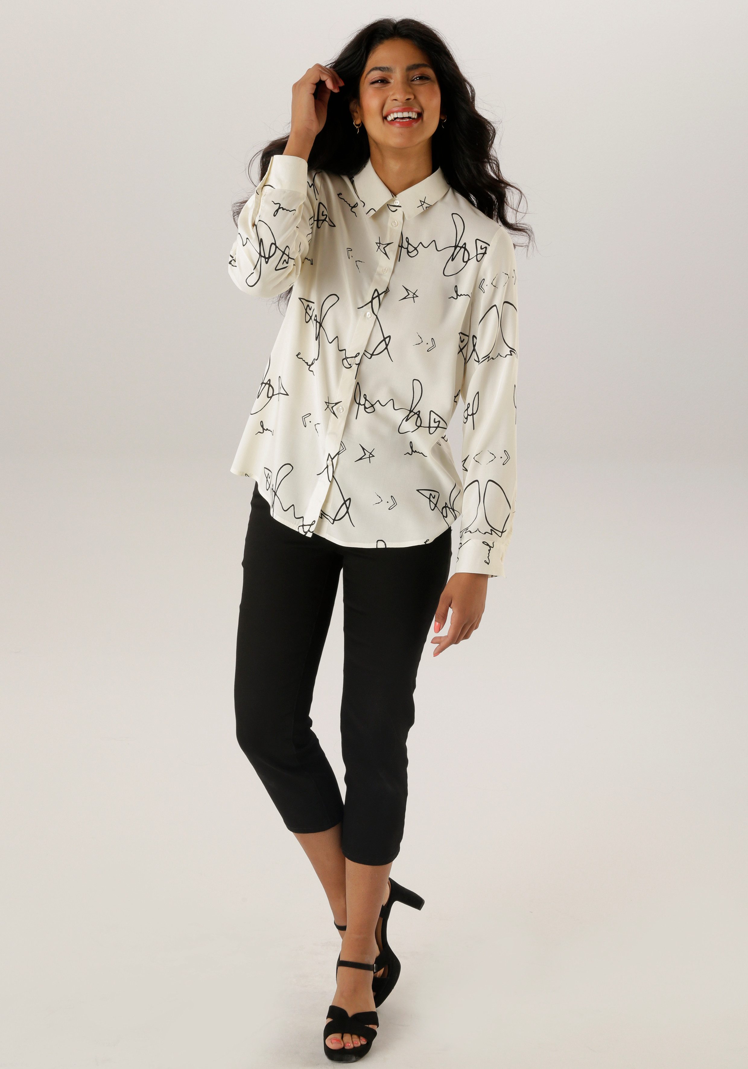 Aniston SELECTED Overhemdblouse met modieus stijlvolle all-over-print - nieuwe collectie