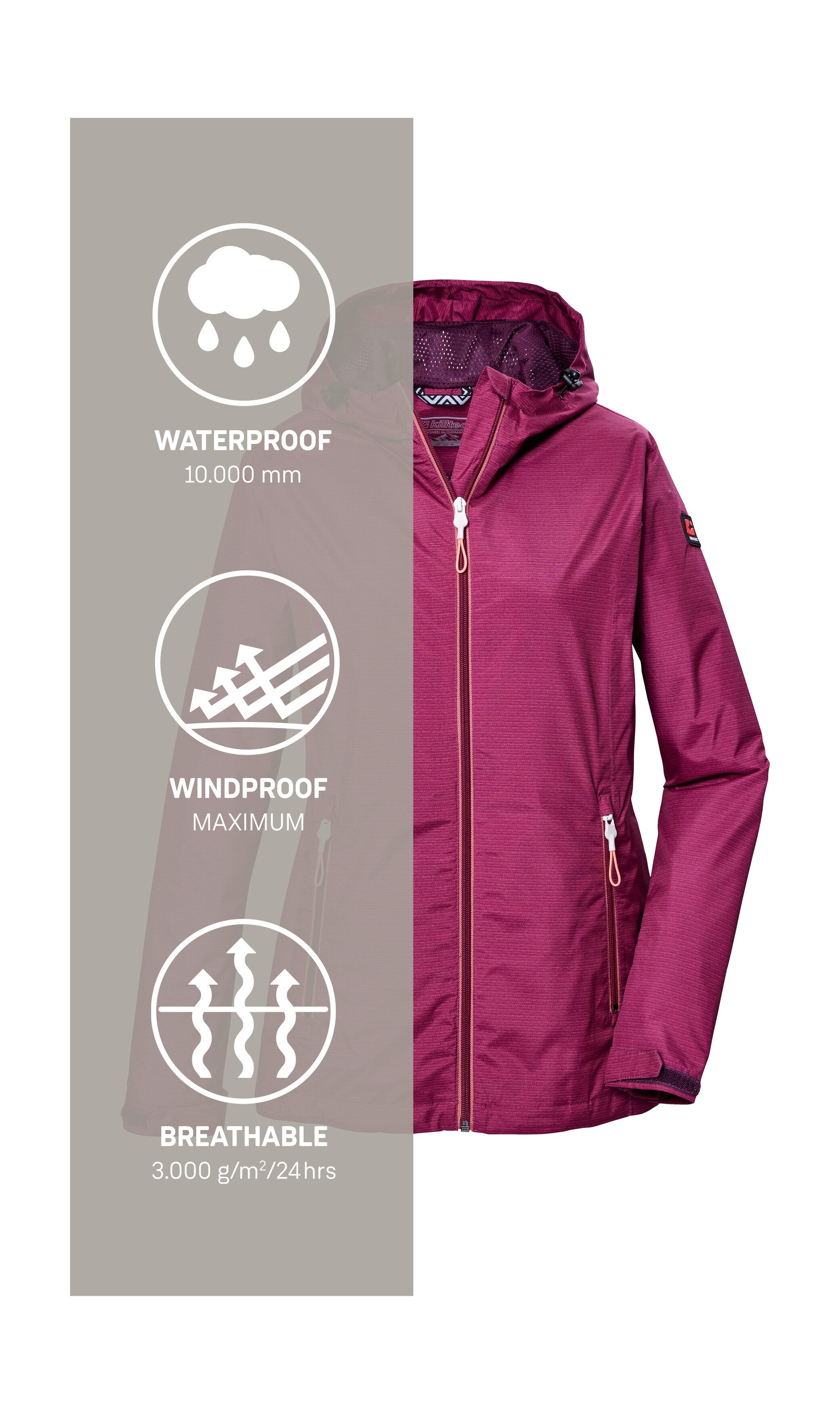 Killtec Outdoorjack KOS 108 WMN JCKT Lichte, water- en winddichte damesjas, PFAS-vrij geïmpregneerd
