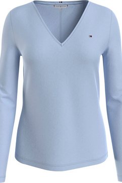 tommy hilfiger shirt met v-hals regular classic v-nk top ls met tommy hilfiger-merklabel op borsthoogte blauw