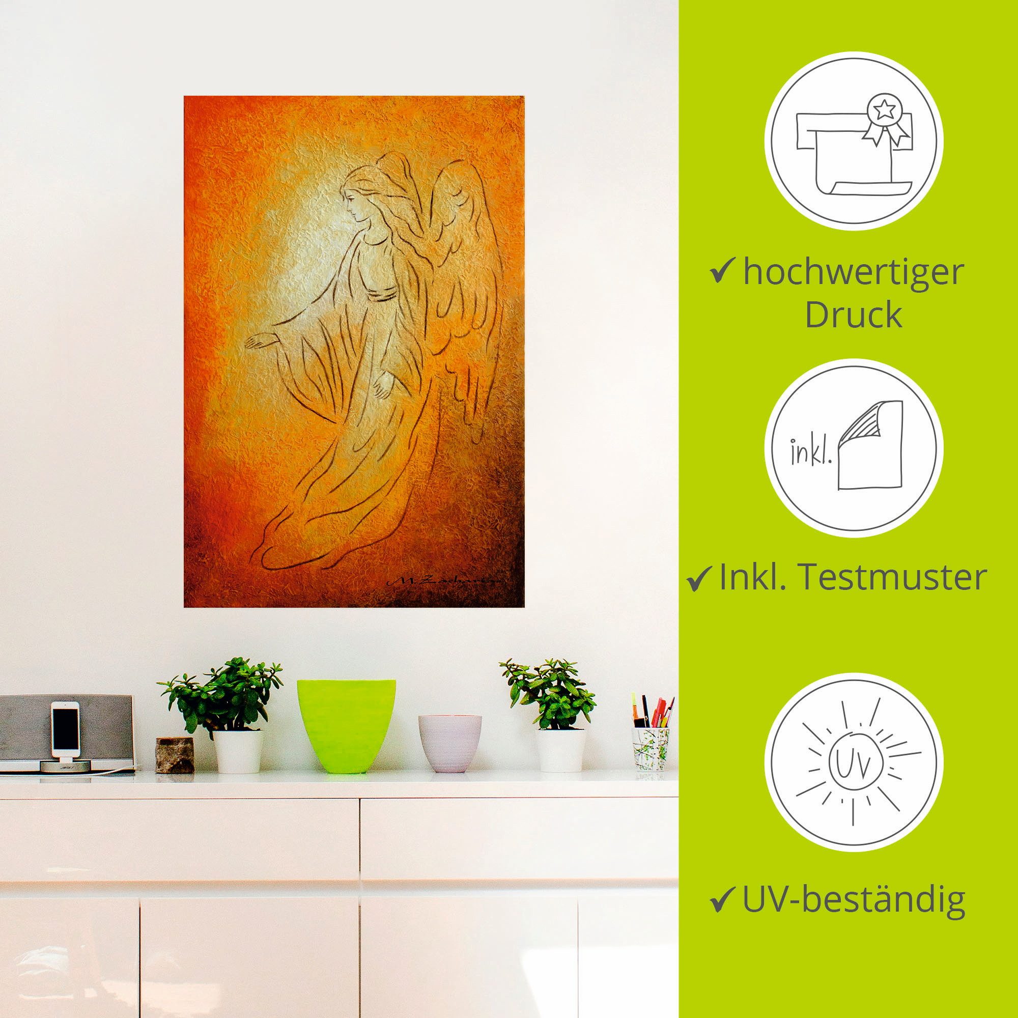 Artland Artprint Engel van de genezing - engelkunst als artprint van aluminium, artprint voor buiten, artprint op linnen, poster, muursticker