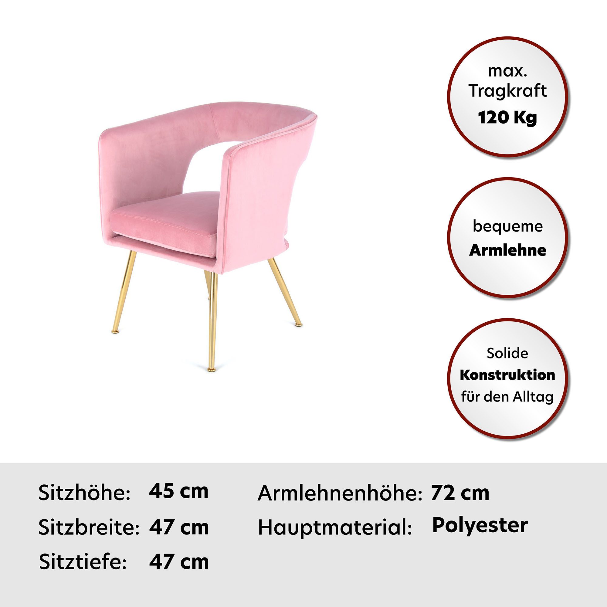 Kayoom Stoel Jolene 125, eetkamerstoel, elegante stofbekleding fluweelzachte bekleding, rugleuning en armleuningen afgerond (1 stuk)