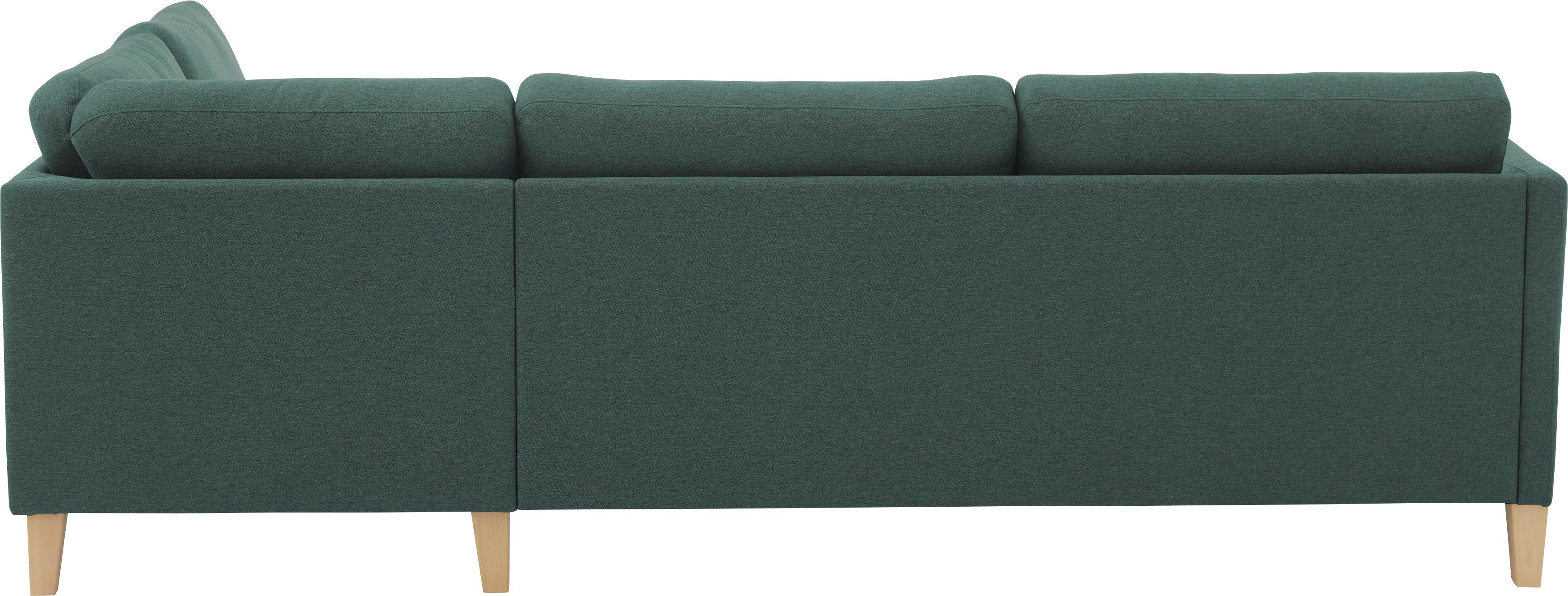 ATLANTIC home collection Hoekbank Mailo L-vorm met zakken opzij en ottomane, met massief houten poten