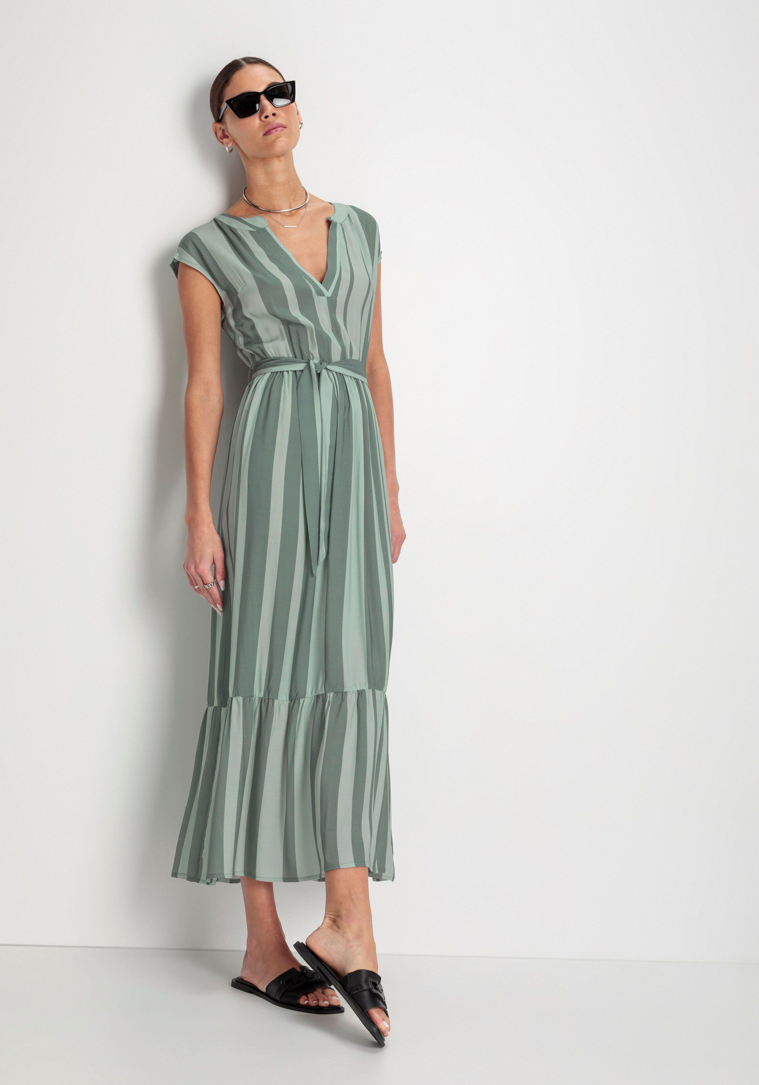 HECHTER PARIS Midi-jurk met bindstrik dames midi-jurken maat 36 groen