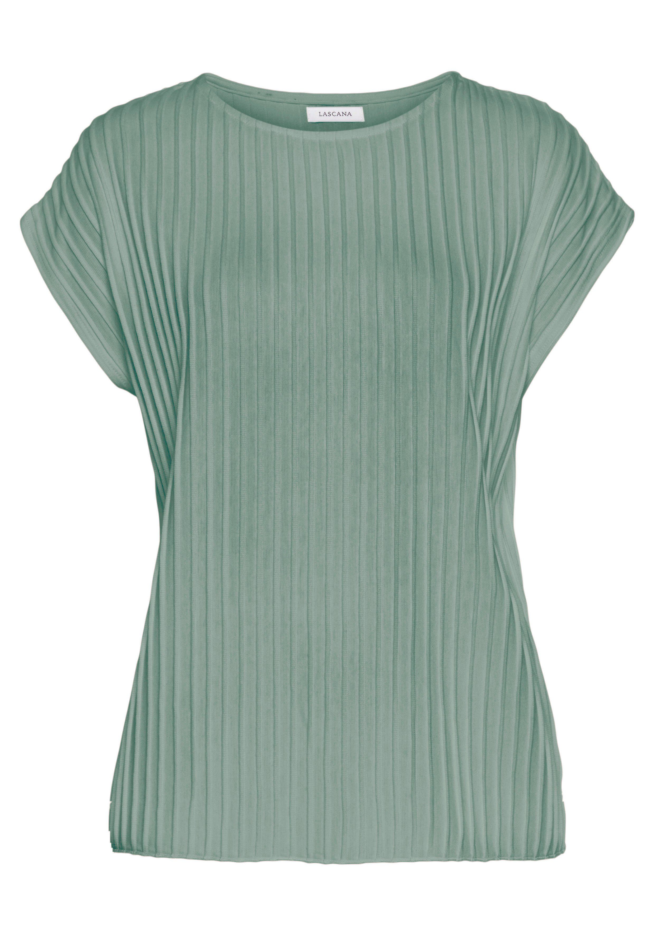 Lascana Shirt met korte mouwen met biesstructuur kreukvrij t-shirt van moderne structuurstof