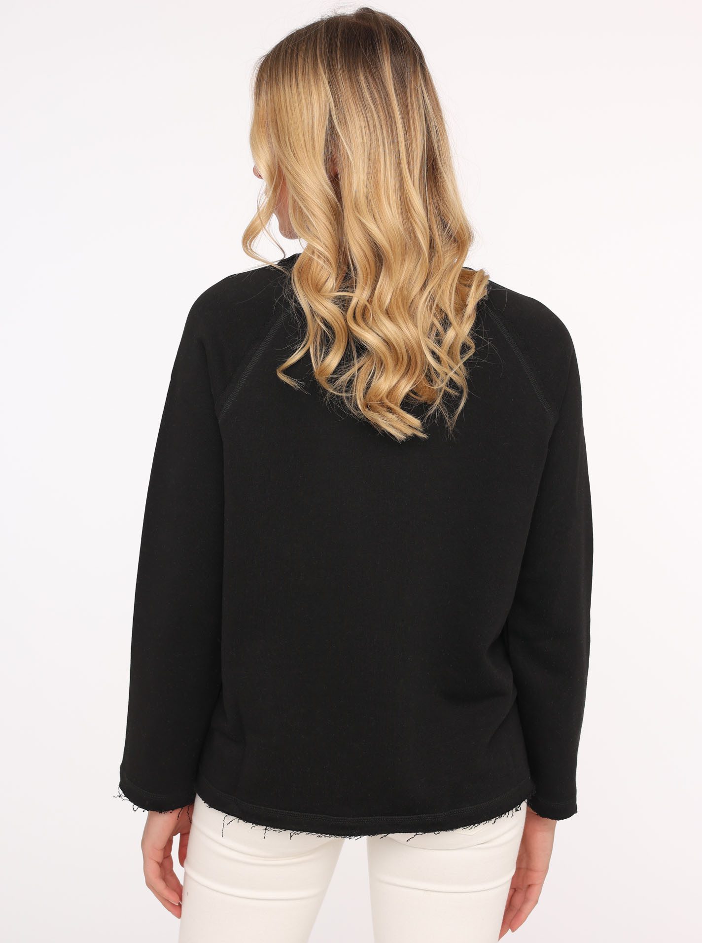Zwillingsherz Sweater Wild and Free met used-look randen, leo-details en borduursel