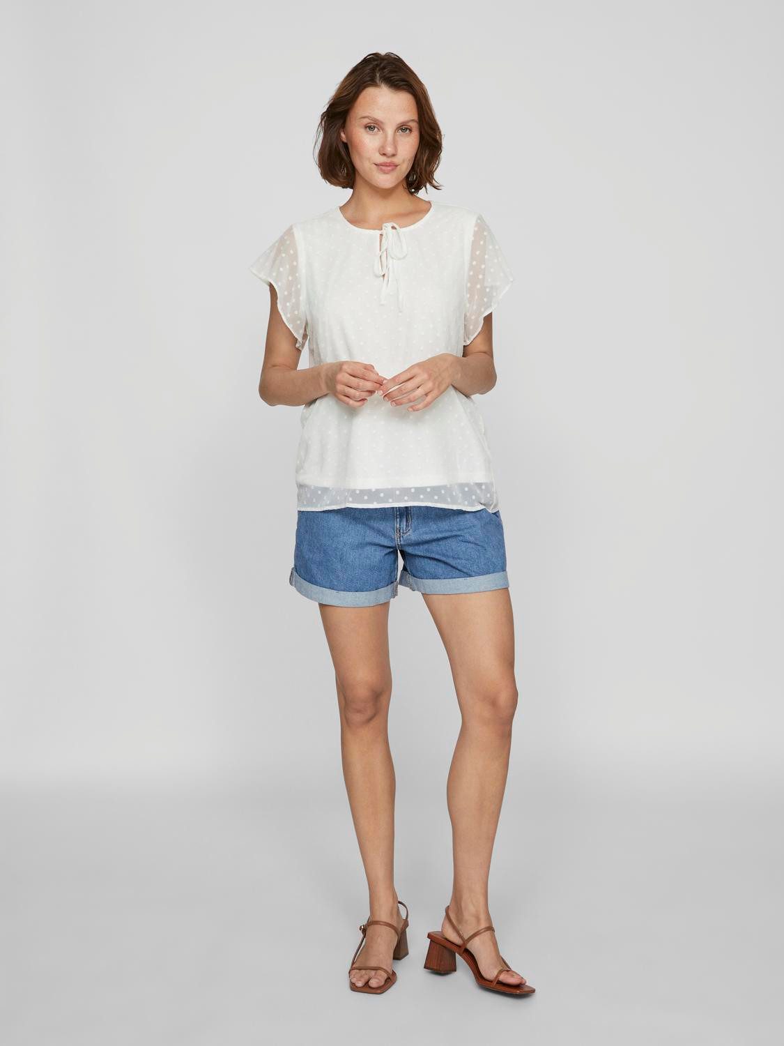 Vila Shirt met korte mouwen VIEDEE C/S V-NECK TOP - NOOS