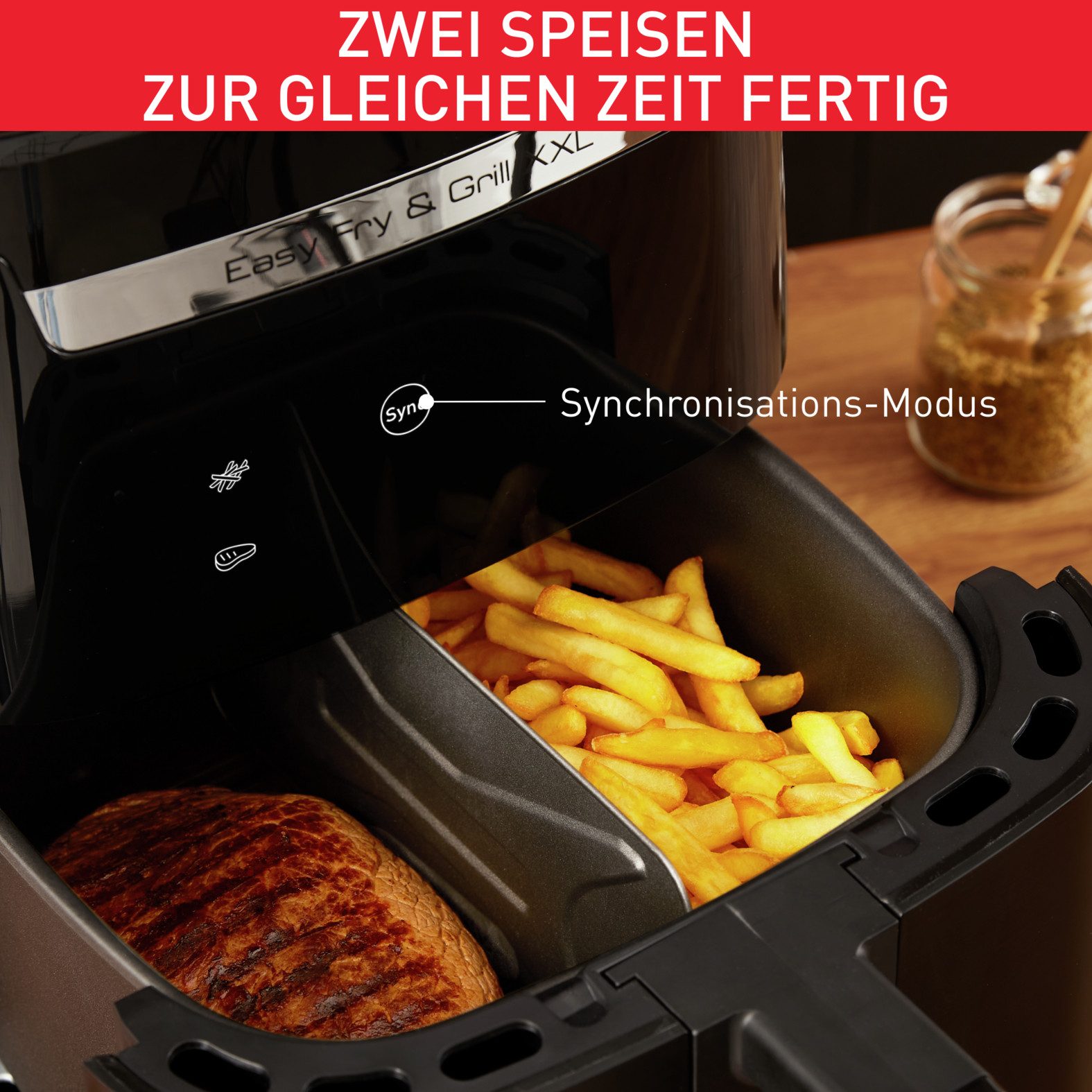 Tefal Airfryer EY8018 Easy Fry & grill XXL, 2-in-1 2 aparte zones, 6,5 l xxl-inhoud, ey8018