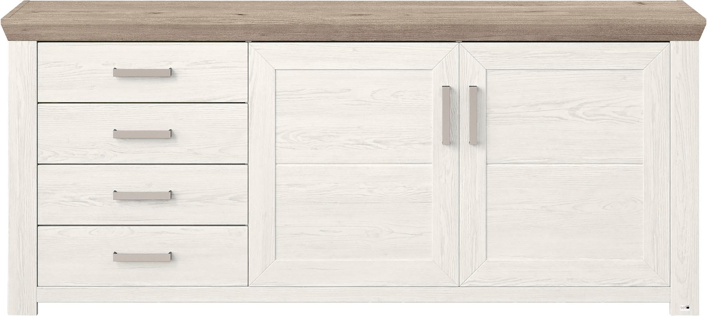 set one by Musterring Dressoir York Type 51, met veel opbergruimte, handvat zilverkleur, B 184 x H 79 cm