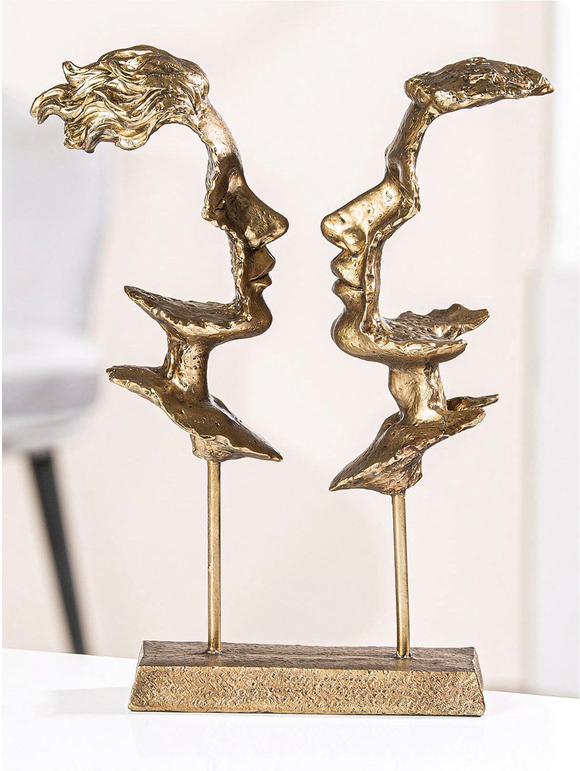 Casablanca by Gilde Decoratief figuur 2 gezichten op basis "Soli" H. 31cm (1 stuk) beelden & sculpturen goud(kleur)