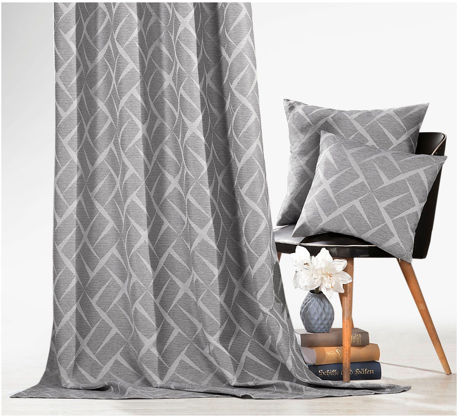 Weckbrodt Gordijn Jasper Jacquard, ogen, geweldige 3D-effect, ondoorzichtig, gordijn, store (1 stuk)