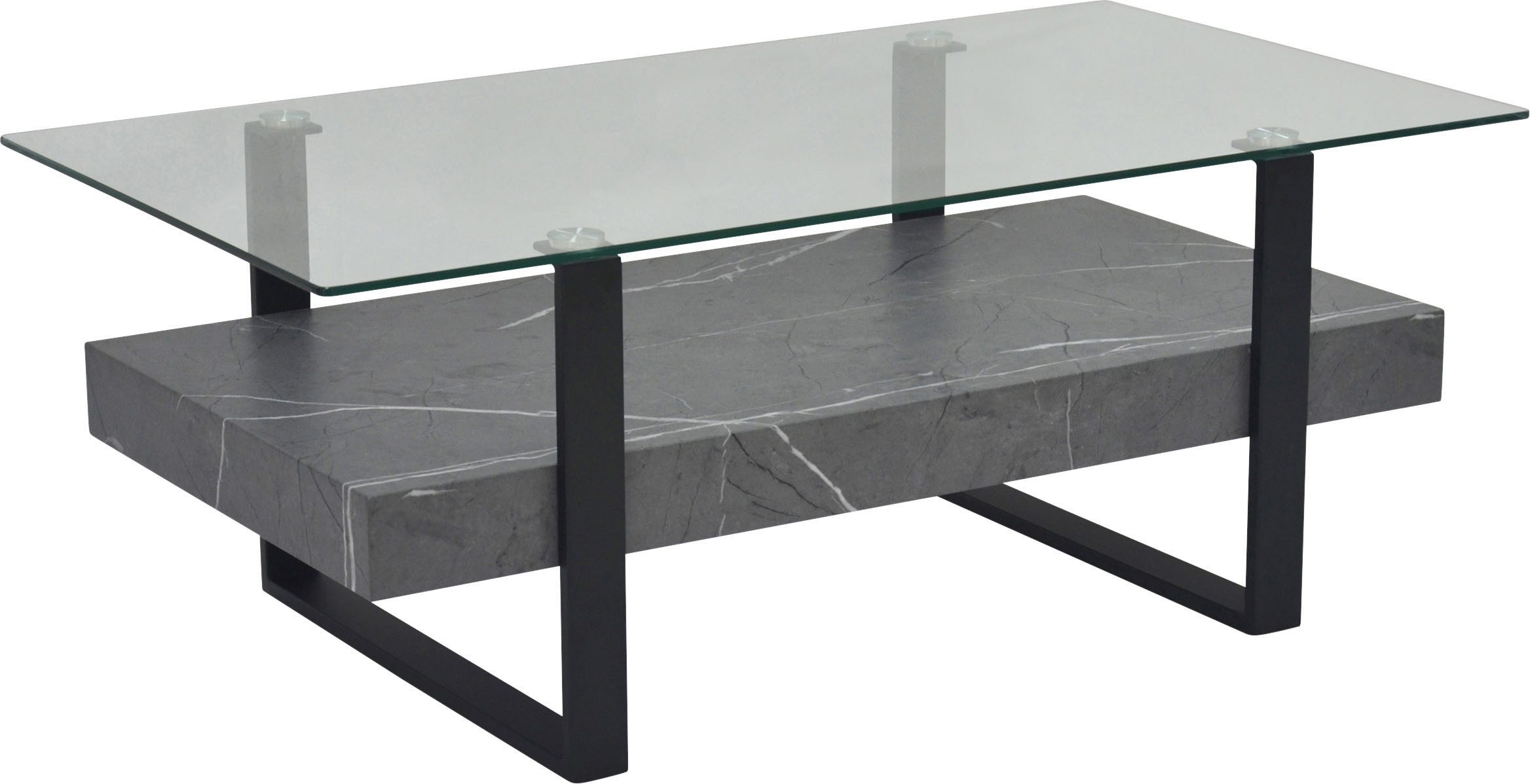 HELA Salontafel Konrad Salontafel, opbergplank, glazen blad, slede onderstel (1 stuk) salon- & bijzettafels grijs