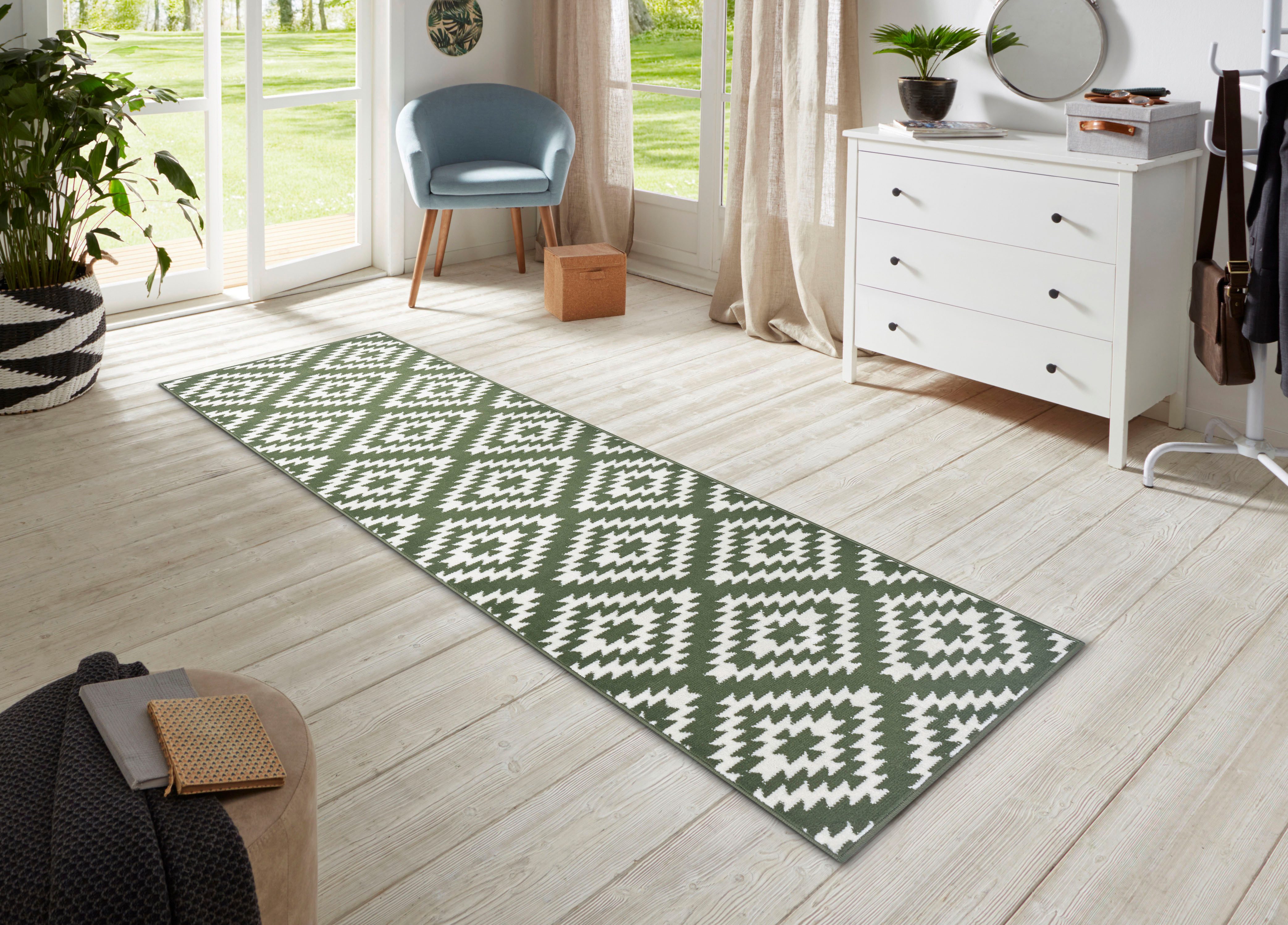 HANSE Home Loper Nordic Korte pool, ruit, vloerkleed, zacht, eetkamer, kinderkamer, hal, modern