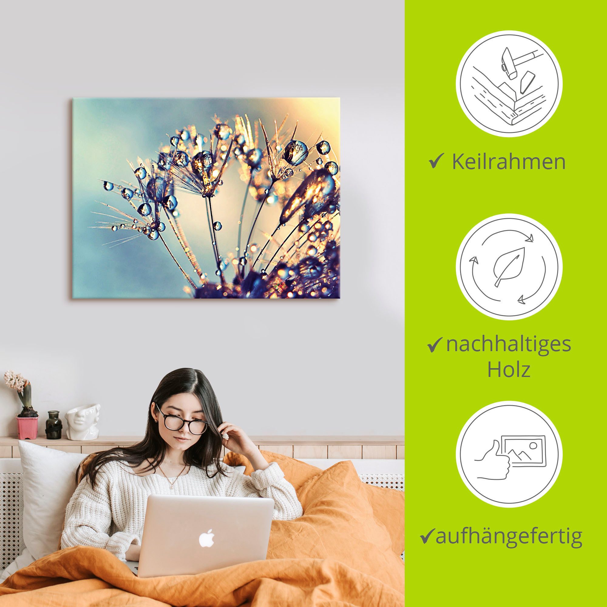 Artland Artprint Pluizenbol glitter touw als artprint op linnen, poster in verschillende formaten maten