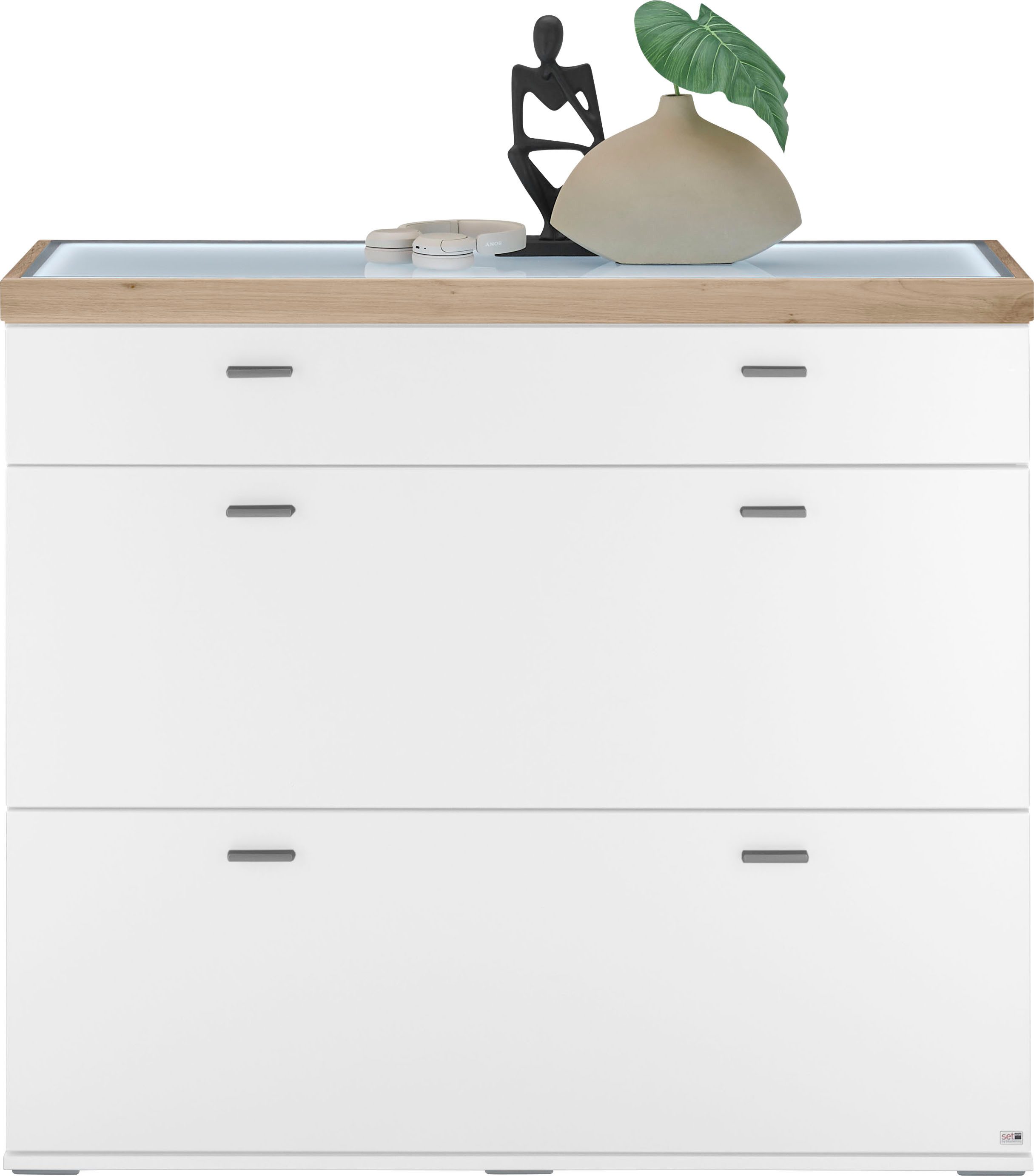 set one by Musterring Dressoir Lancaster Dielen inclusief led-verlichting, met deuren en lades, breedte 121 cm