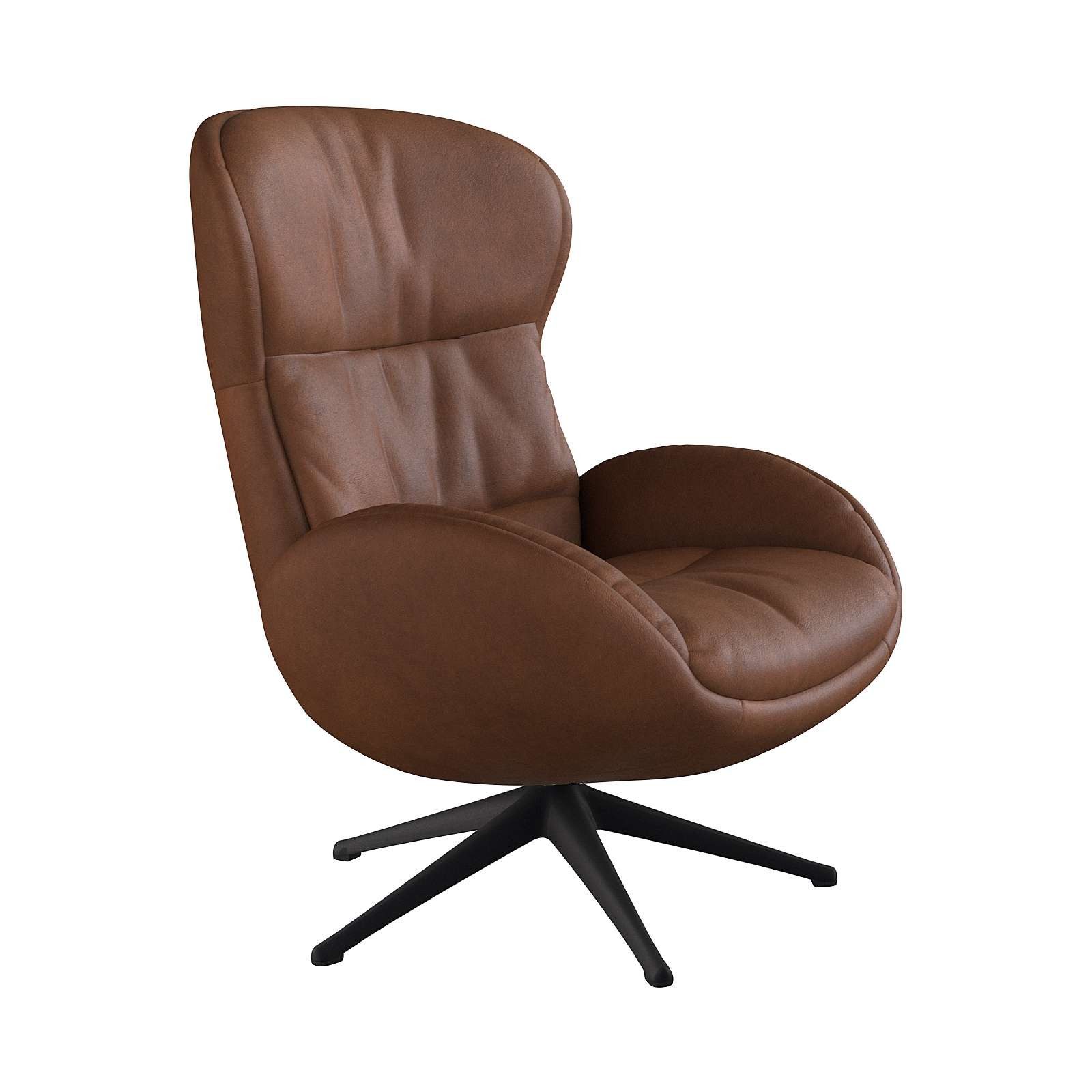 FLEXLUX Relaxfauteuil Haze, TV-stoel, fauteuil, stoffeerstoel Rugdeelverstelling, draaibaar, voet zwart tv-fauteuils maat Anilineleer bruin