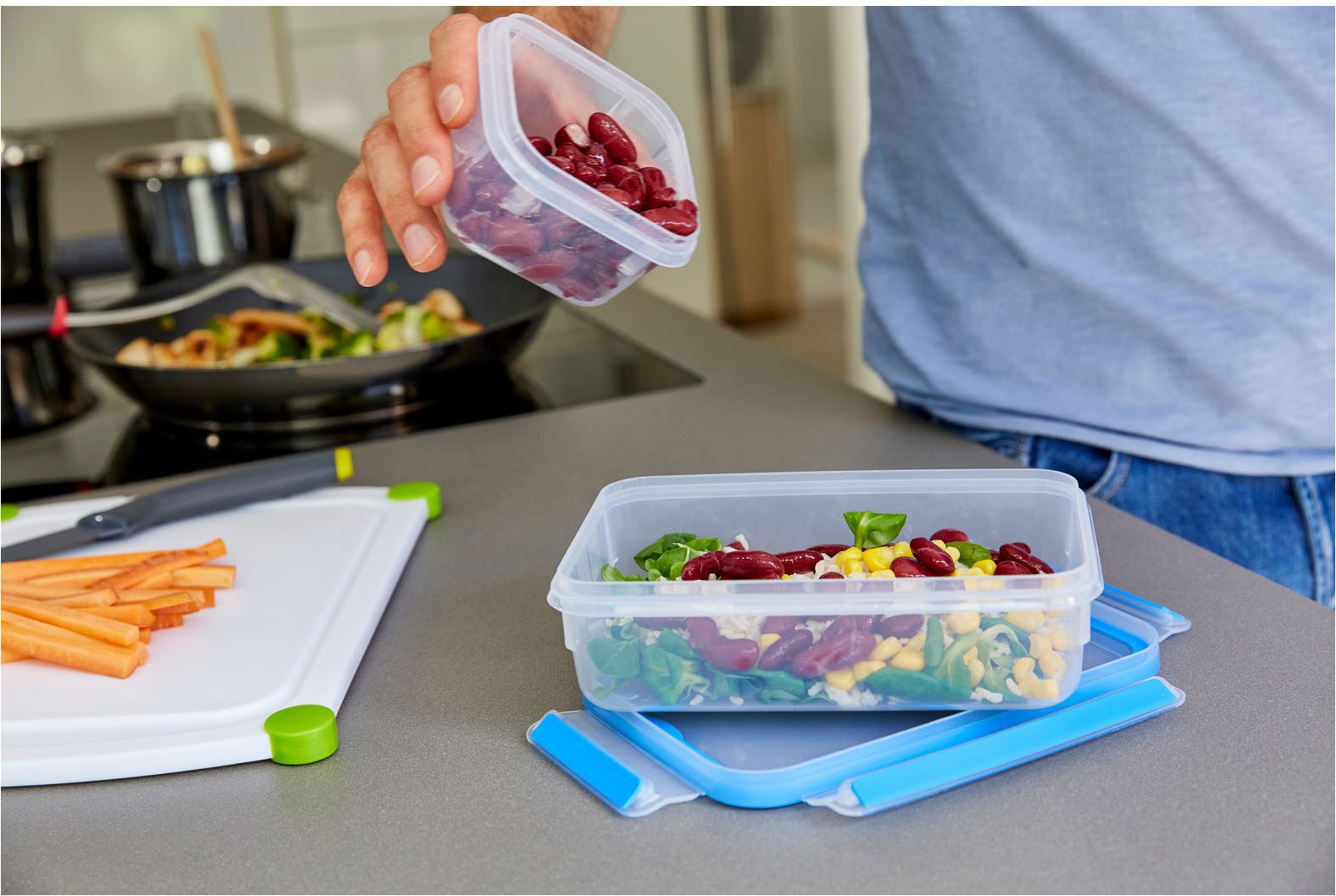 Emsa Vershoudtrommel Clip & Close Set, rechthoekig, 100 % dichte opbergdozen vaatwasser-, vries-, magnetronbestendig, made in germany (set, 10-delig)