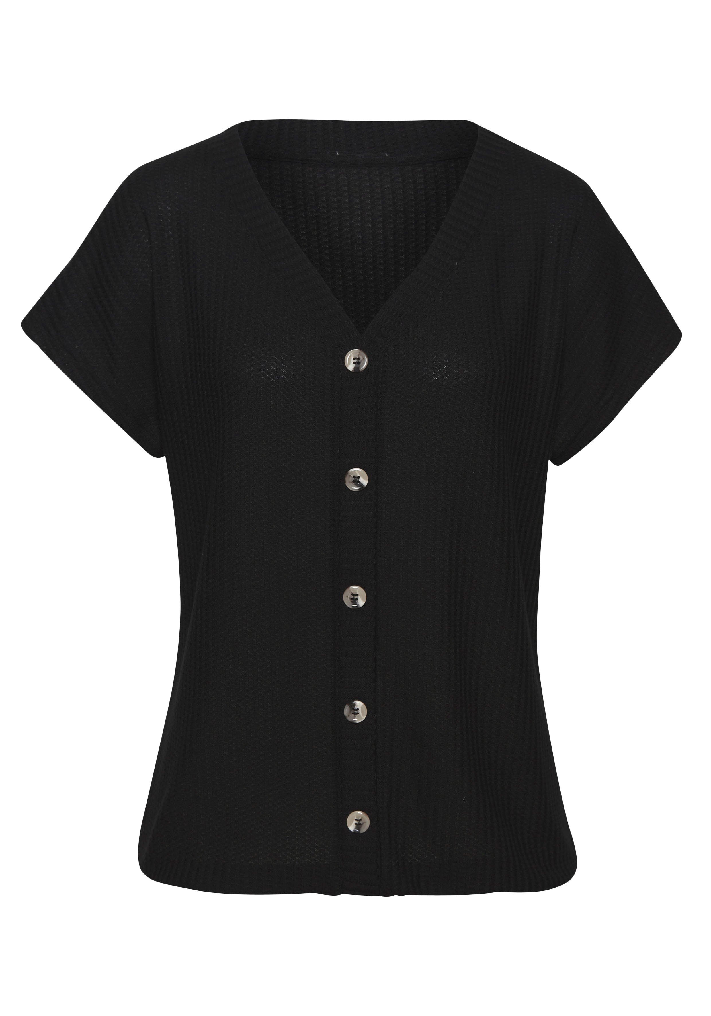 Lascana Shirt met korte mouwen Met sierknoopsluiting van zachte piquékwaliteit (1-delig)