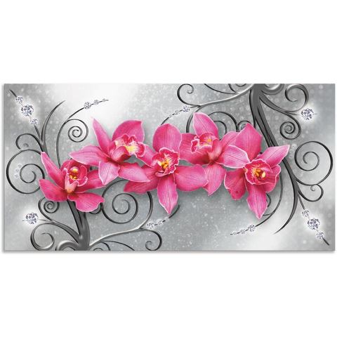Artland Artprint rosa Orchideen auf Ornamenten in vele afmetingen & productsoorten artprint van alum