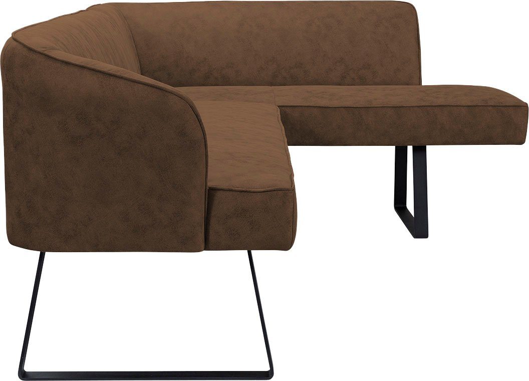 exxpo - sofa fashion Hoekbank Americano met opstaande naad en metalen poten, bekleding in verschillende kwaliteiten