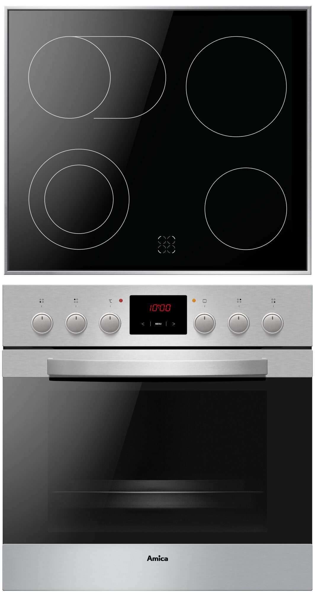 Amica Inbouw elektrisch fornuisset EHC 12916 E RapidWarmUp-functie inbouwovens zilver(kleur)