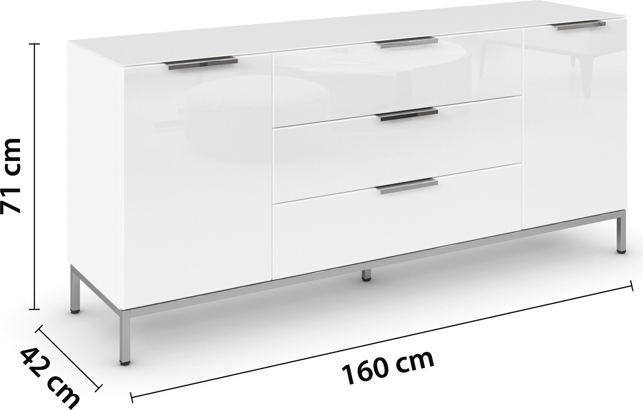 rauch Kast met laden en deuren Flipp 2-deurs, 3 lades, soft-close functie, bovenblad en glazen front