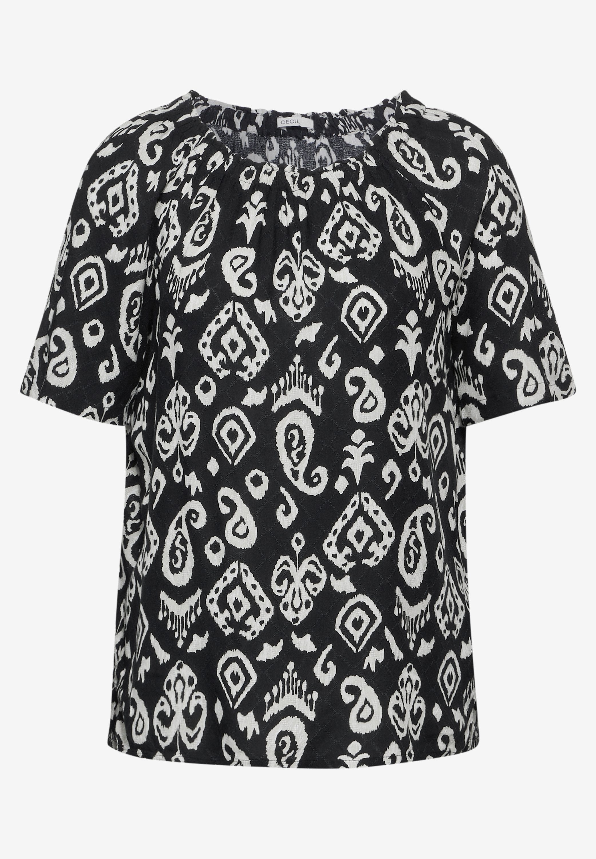 Cecil Blouse met carmenhals met een ornamentmotief
