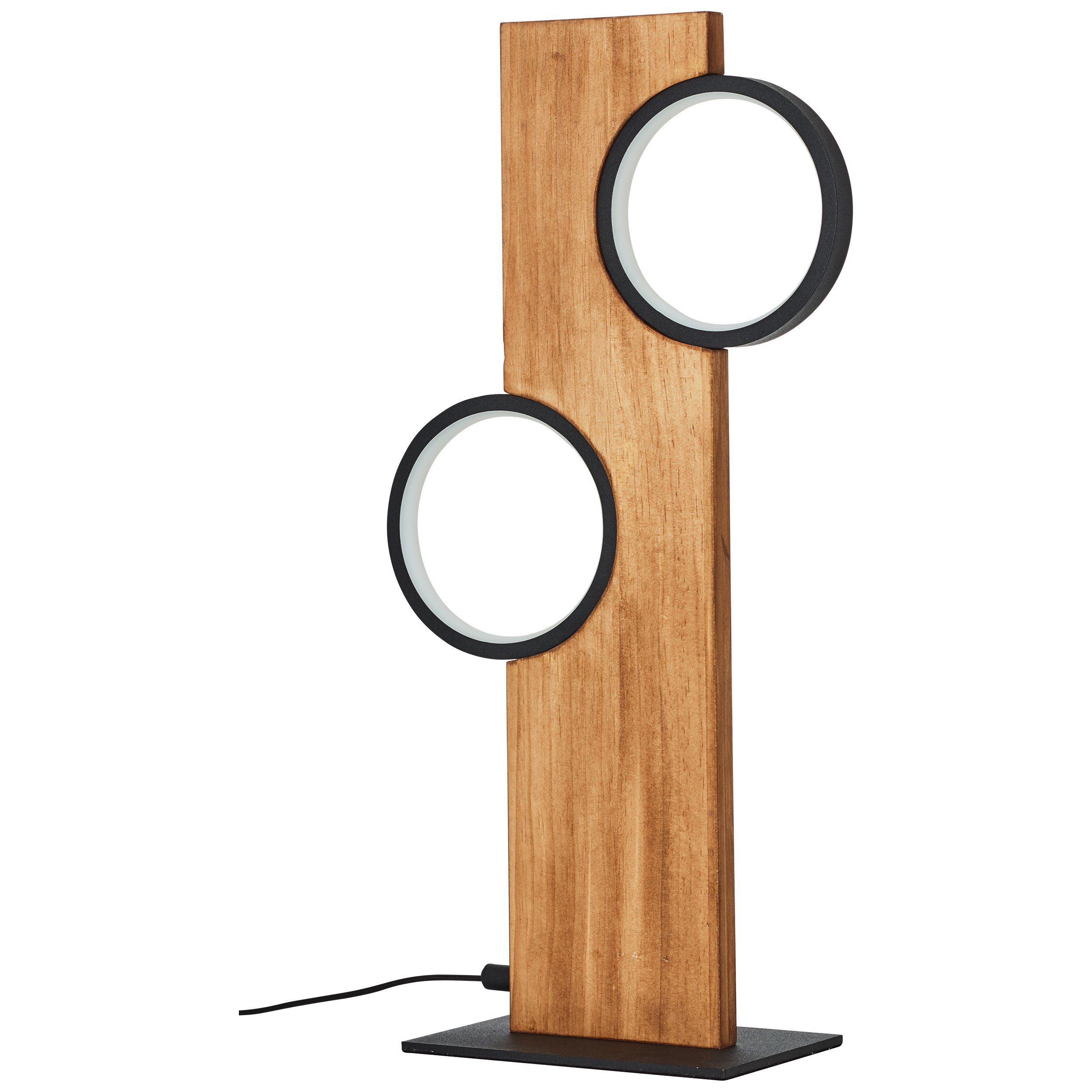 Brilliant Leuchten Led-tafellamp Cheesy 50 cm hoogte, 1300 lm, 3000k, hout/metaal, natuur/zwart (1 stuk)