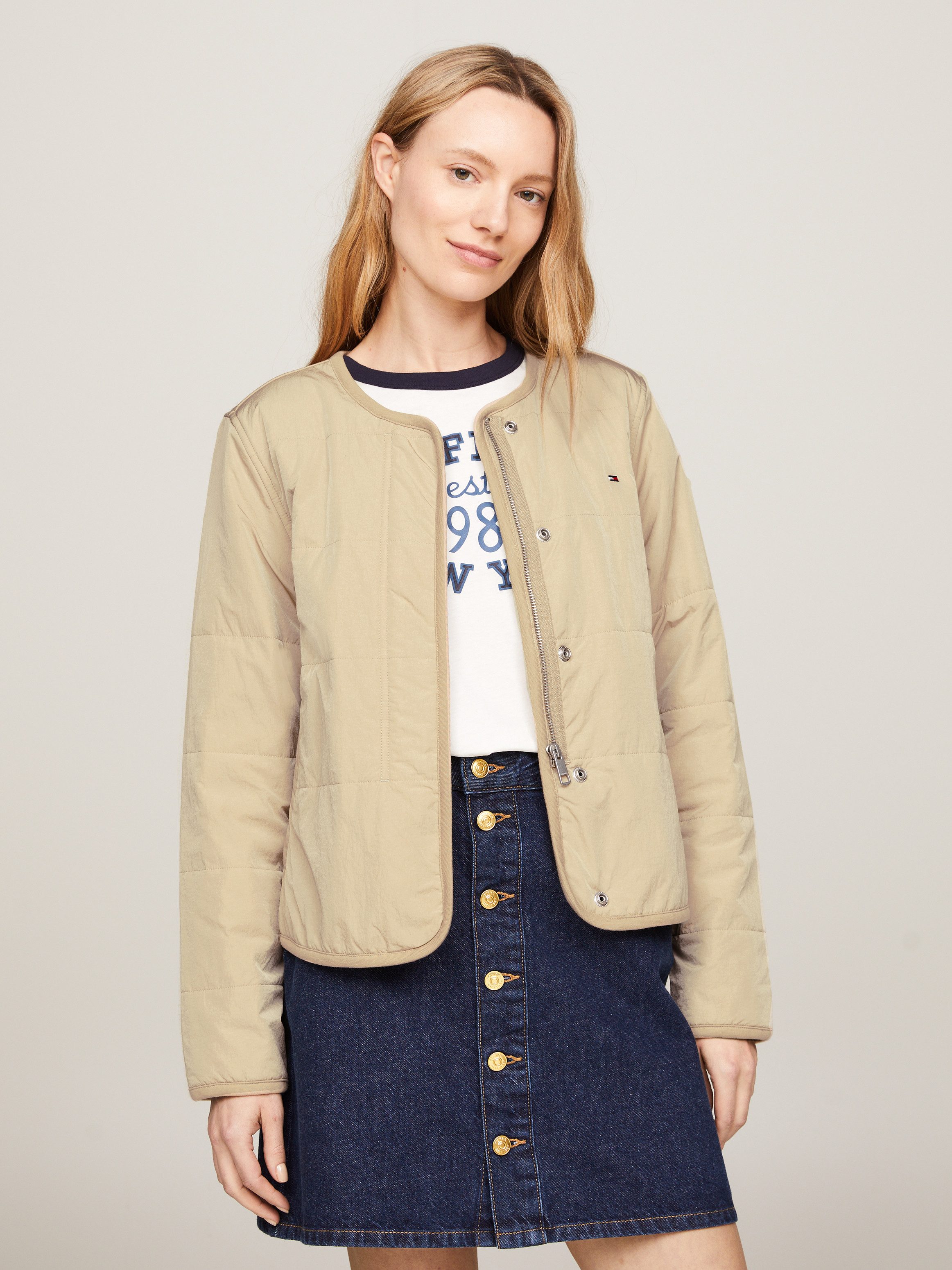 Tommy Hilfiger Gewatteerde jas JERSEY LINED JACKET met tommy jeans-merklabel