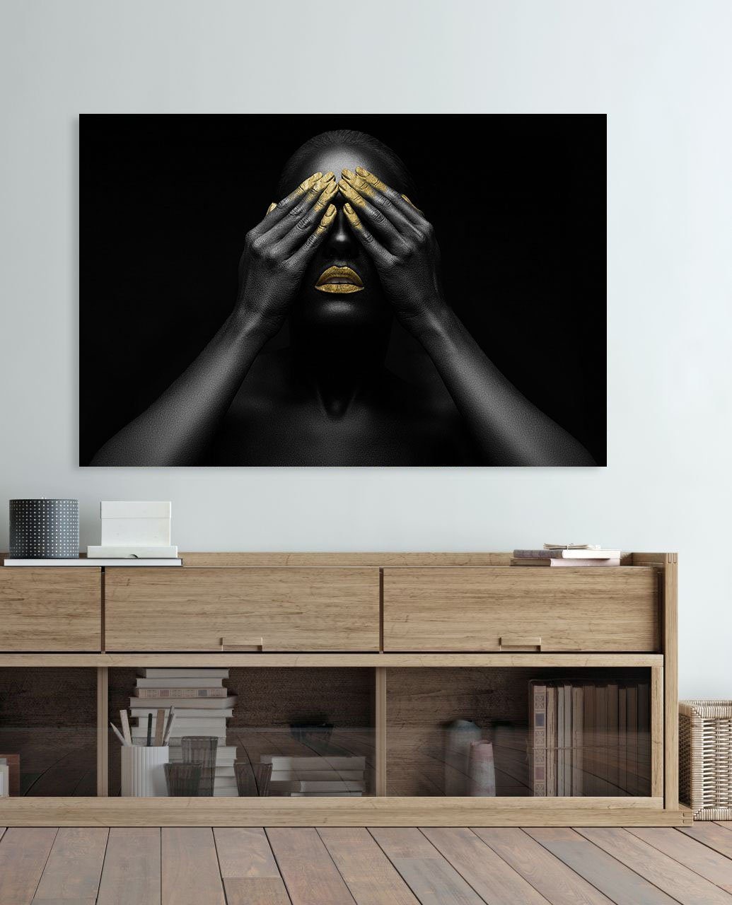 queence Artprint op acrylglas Horus met de hand ingewerkte bladgoud applicaties (1 stuk)