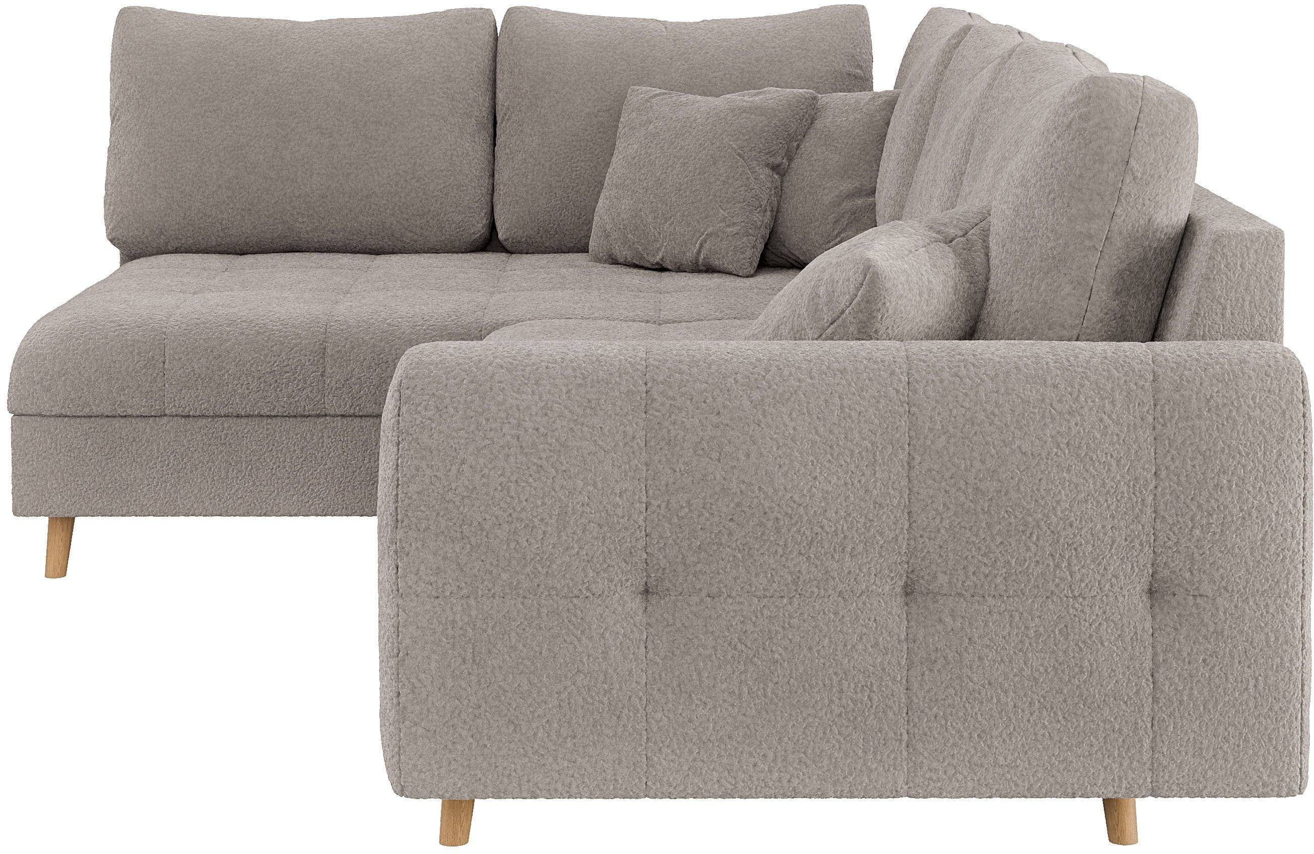 Home affaire Hoekbank CHARRE L-vorm met ottomane, afmetingen B/D/H: 231/161/81 cm fijne stiksels, losse rug- en sierkussens, ook in cord en bouclé