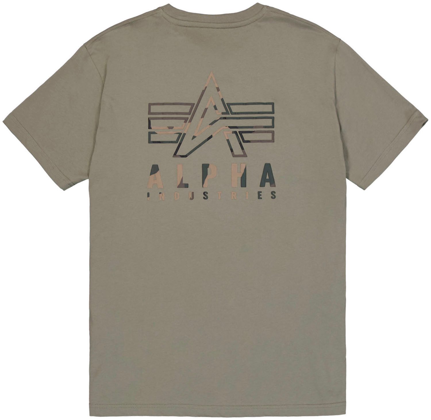 Alpha Industries Shirt met ronde hals Camo Logo Puff Print BP T