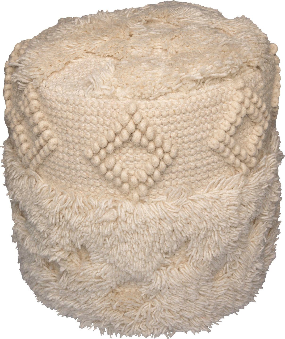 Kayoom Poef Bohist 125 35cm x 35cm, Structuren met franjes en kwasten handgemaakt, uniek, zeer goed te combineren, veelzijdig in gebruik (1 stuk)
