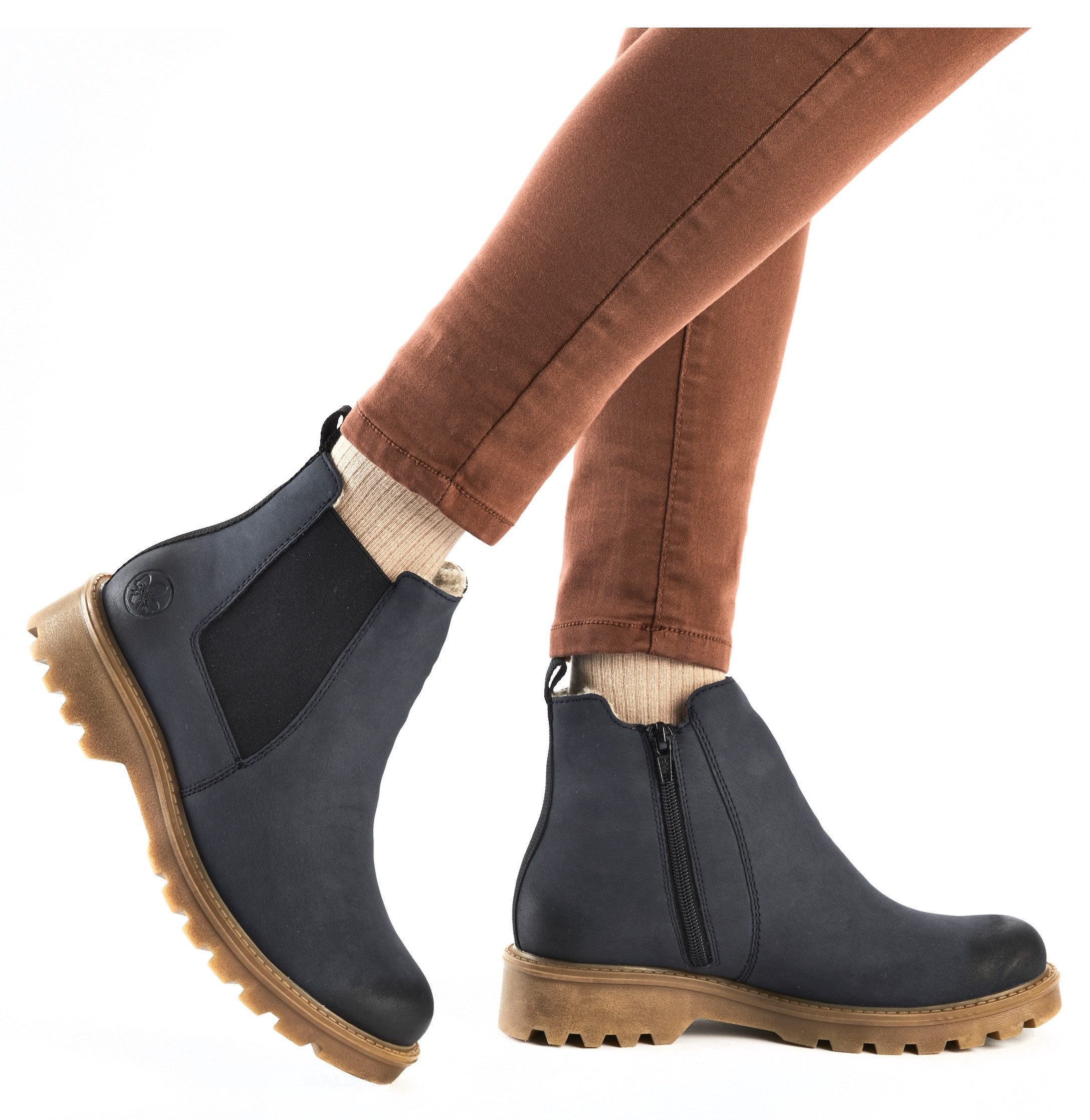 Rieker Chelsea-boots , instappers, enkellaars, blokhak, met knusse warme voering