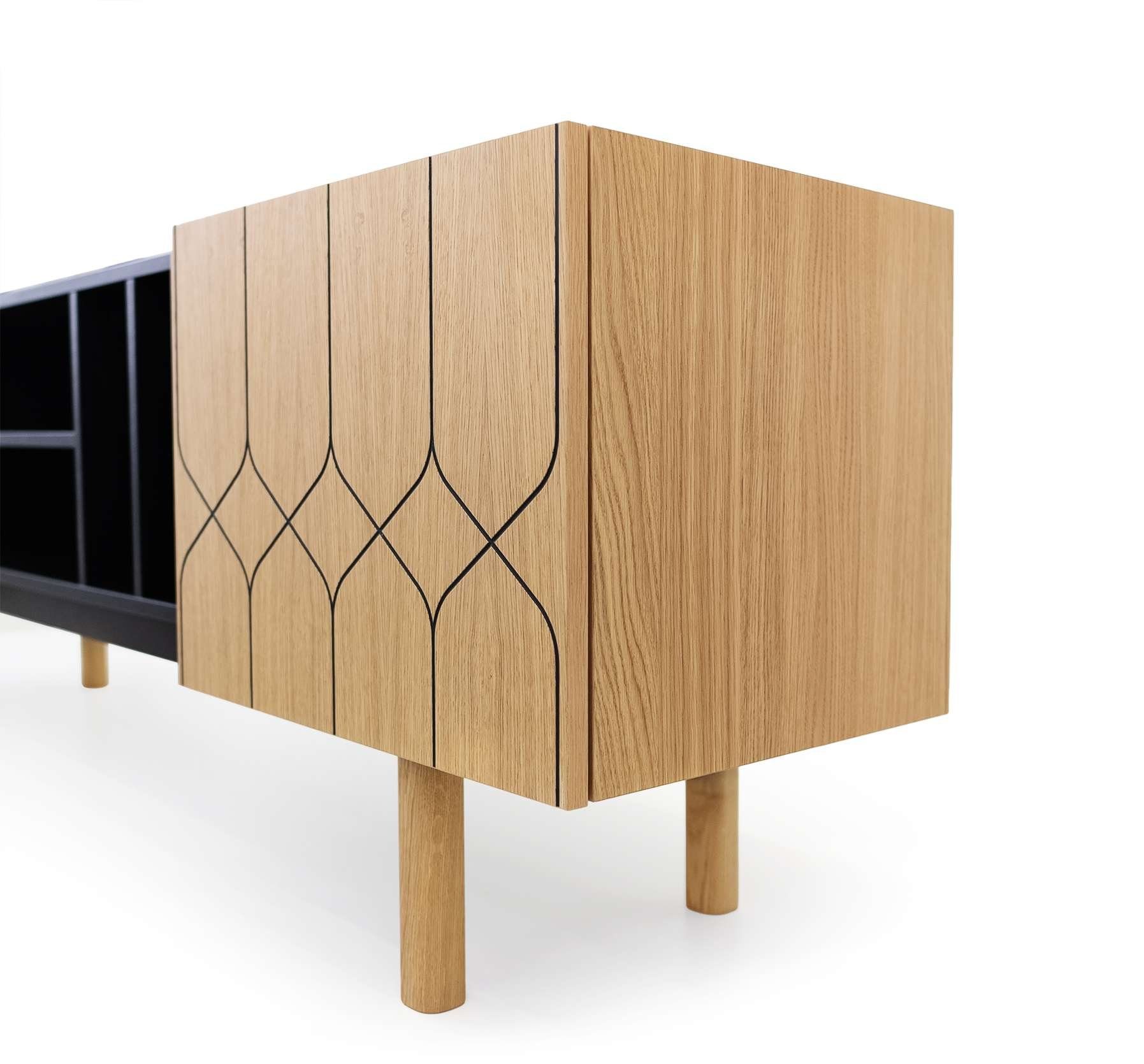 Woodman Dressoir PORTO Commode, decoratieve frezingen, met eikenhoutfineer, breedte 175 cm