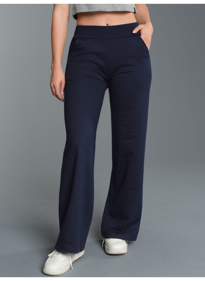 Trigema Jerseybroek TRIGEMA Joggingbroek met wijde pijpen (1-delig) dames sweatbroeken maat XS blauw
