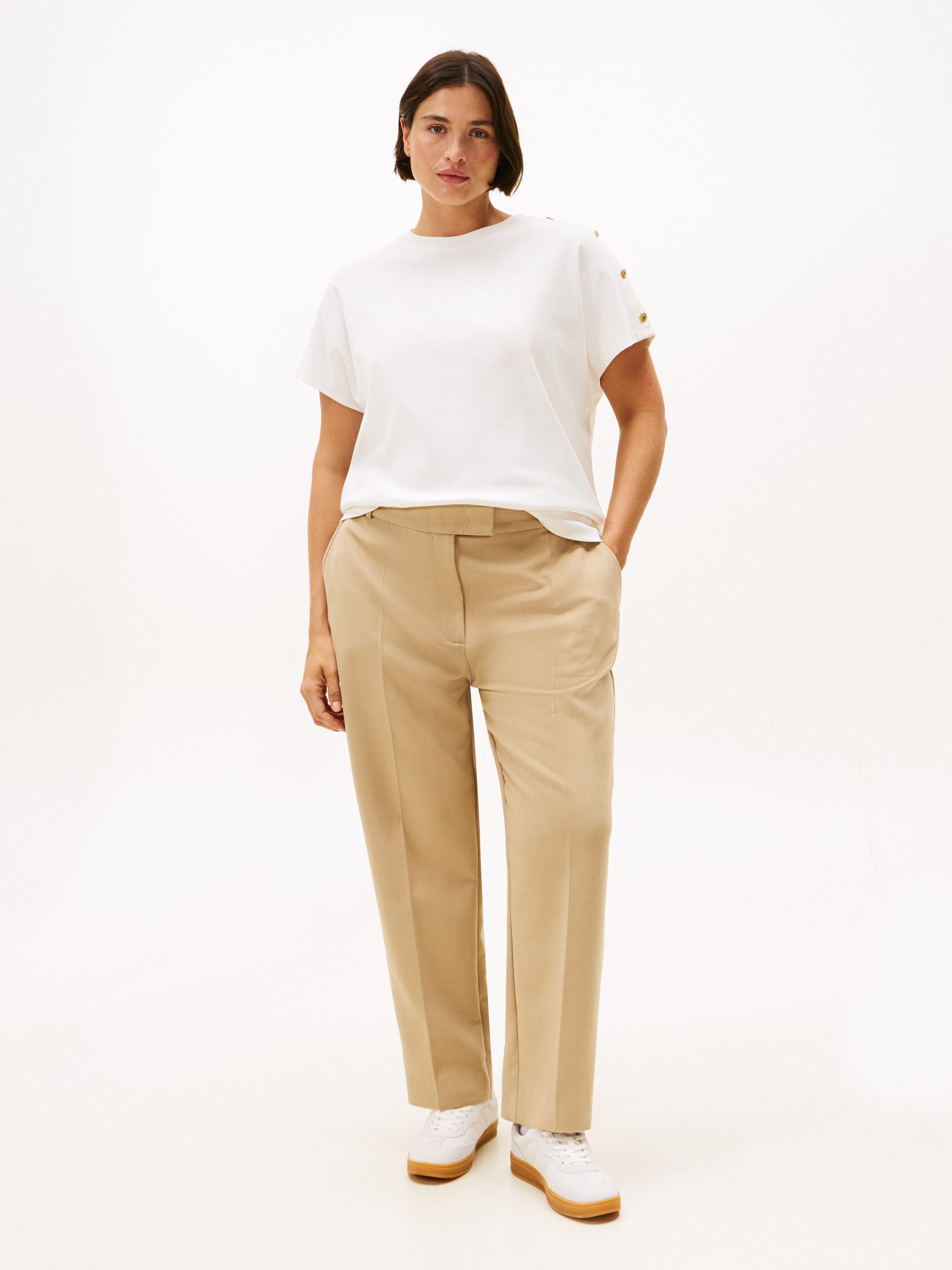 Tommy Hilfiger Curve Shirt met korte mouwen CRV GOLD BUTTON SS TEE