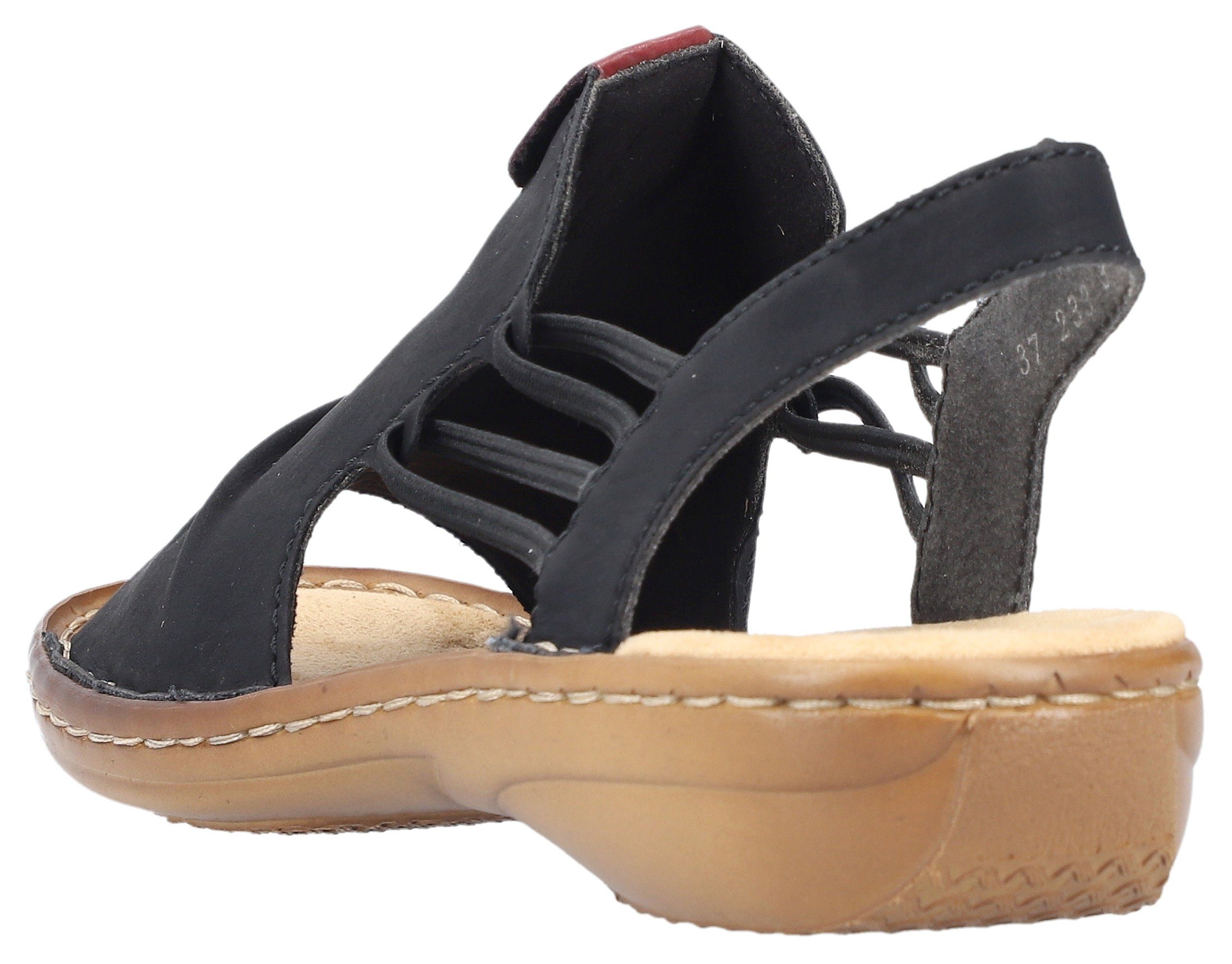 Rieker Sandalen , zomerschoen, sandaal, sleehak, met elastiek voor perfecte pasvorm