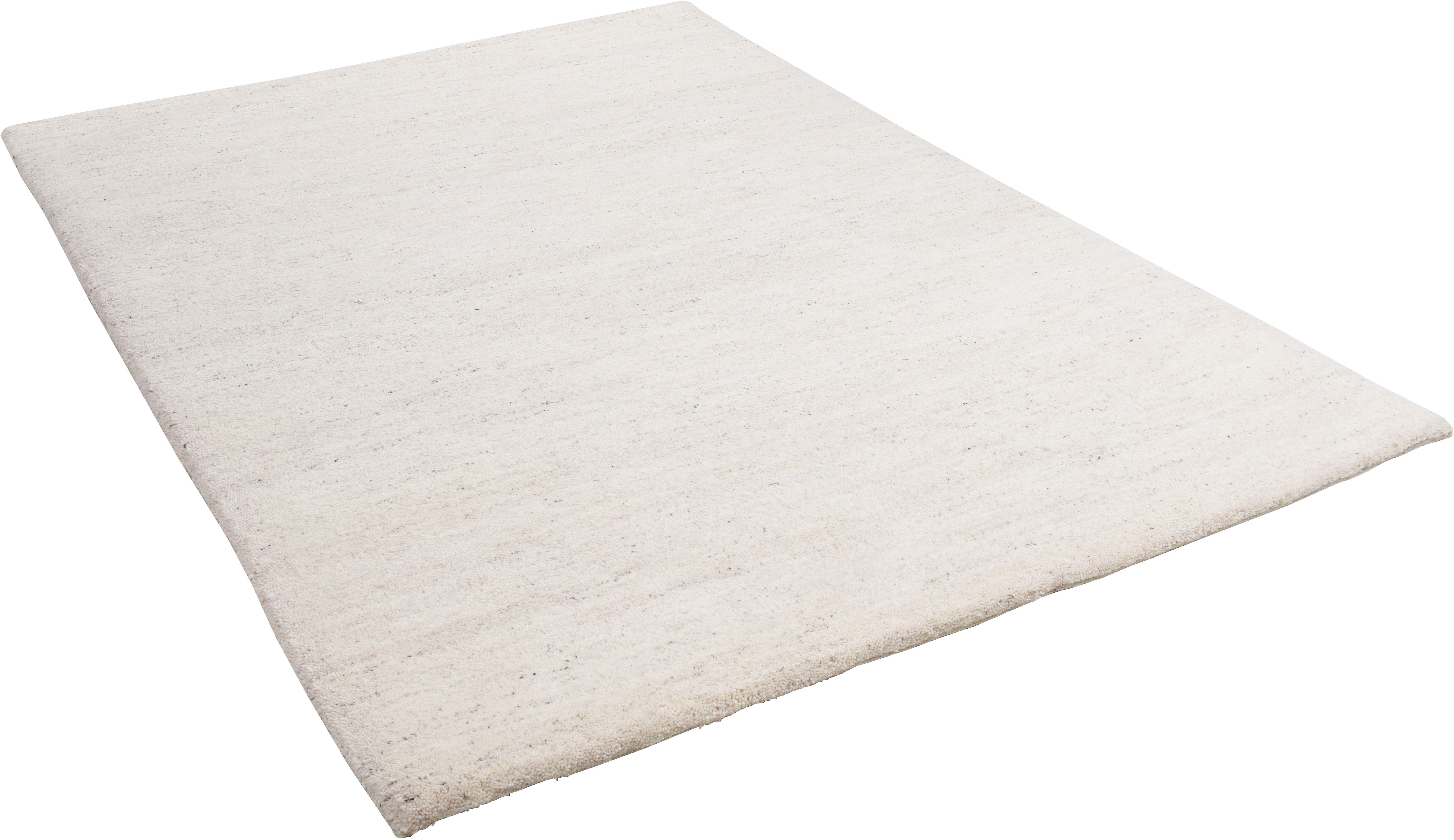 THEKO Wollen kleed Maloronga uni echt berbervloerkleed, zuivere wol, met de hand geknoopt wollen vloerkleden maat 90 cm x 160 cm x 24 mm beige