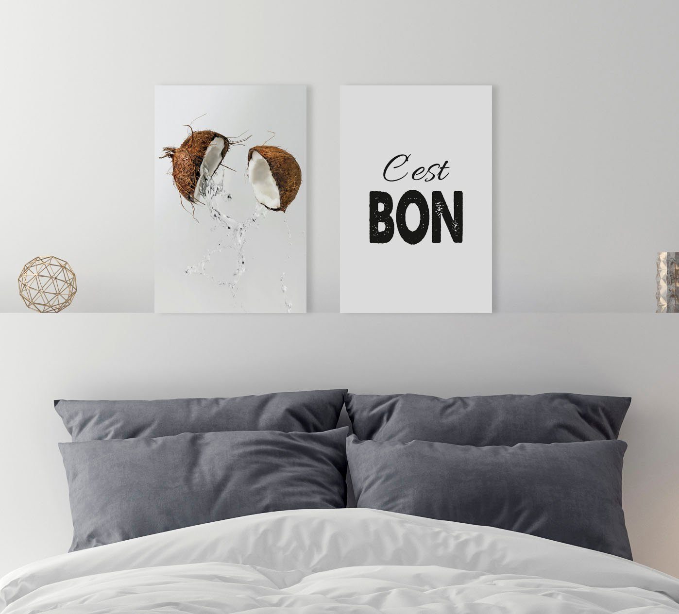 queence Artprint op linnen Quote C'est bon Premium canvasstof, handgemaakt in Duitsland
