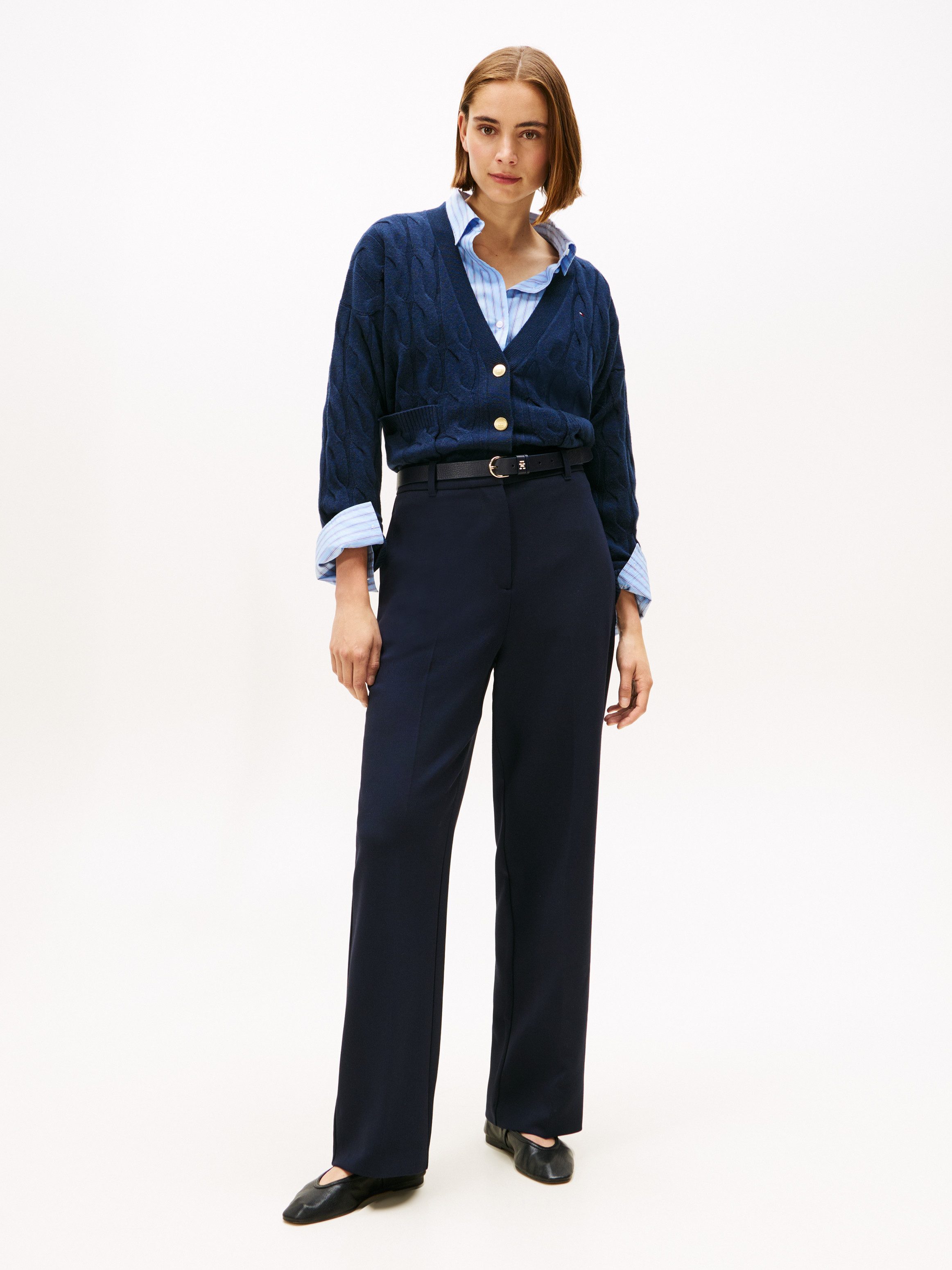 Tommy Hilfiger Vest SOFT WOOL CABLE CARDIGAN met kabelpatroon, van zuivere wol