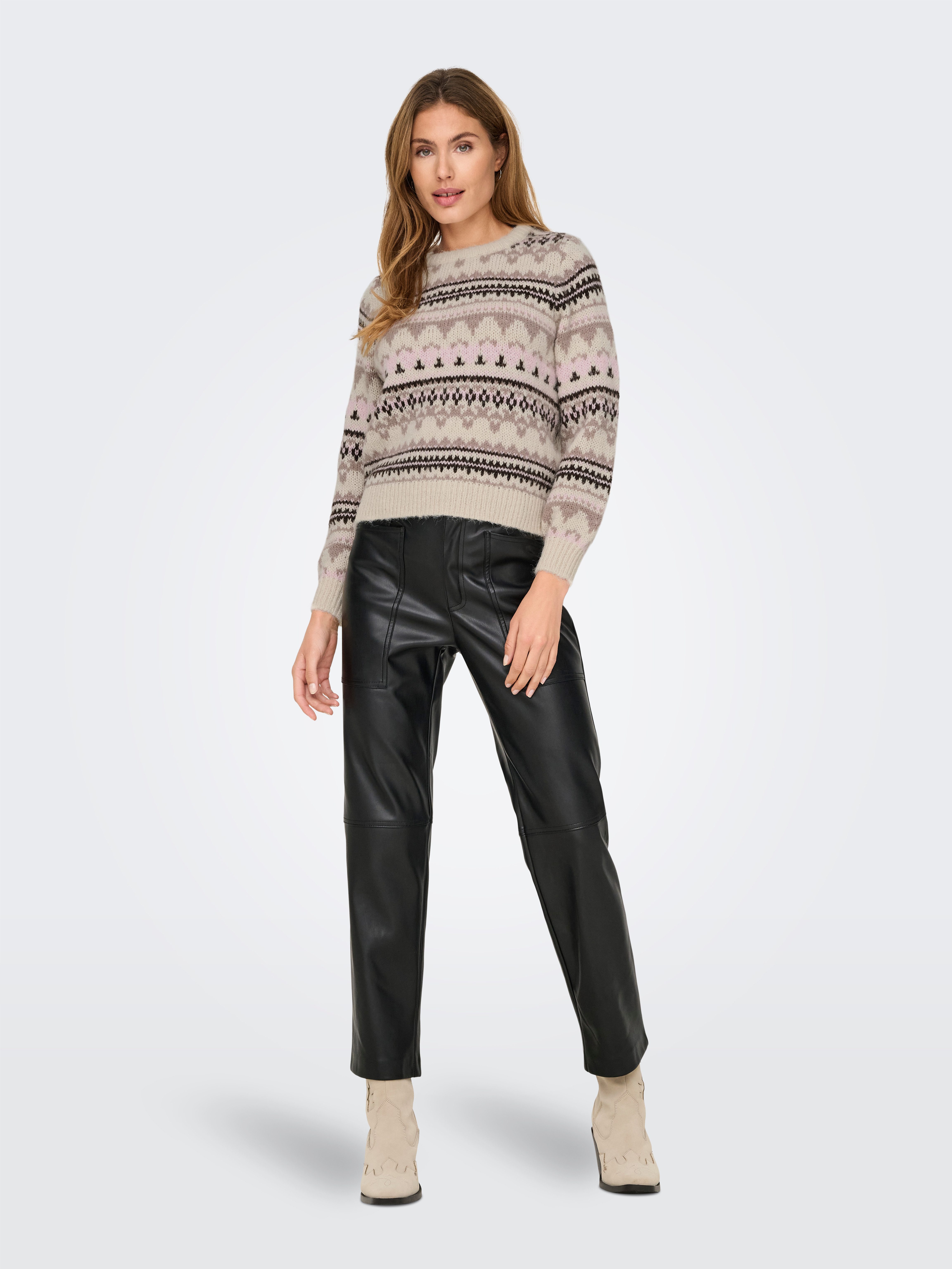 Only Trui met ronde hals ONLMONTANA L/S LIFE O-NECK CC KNT