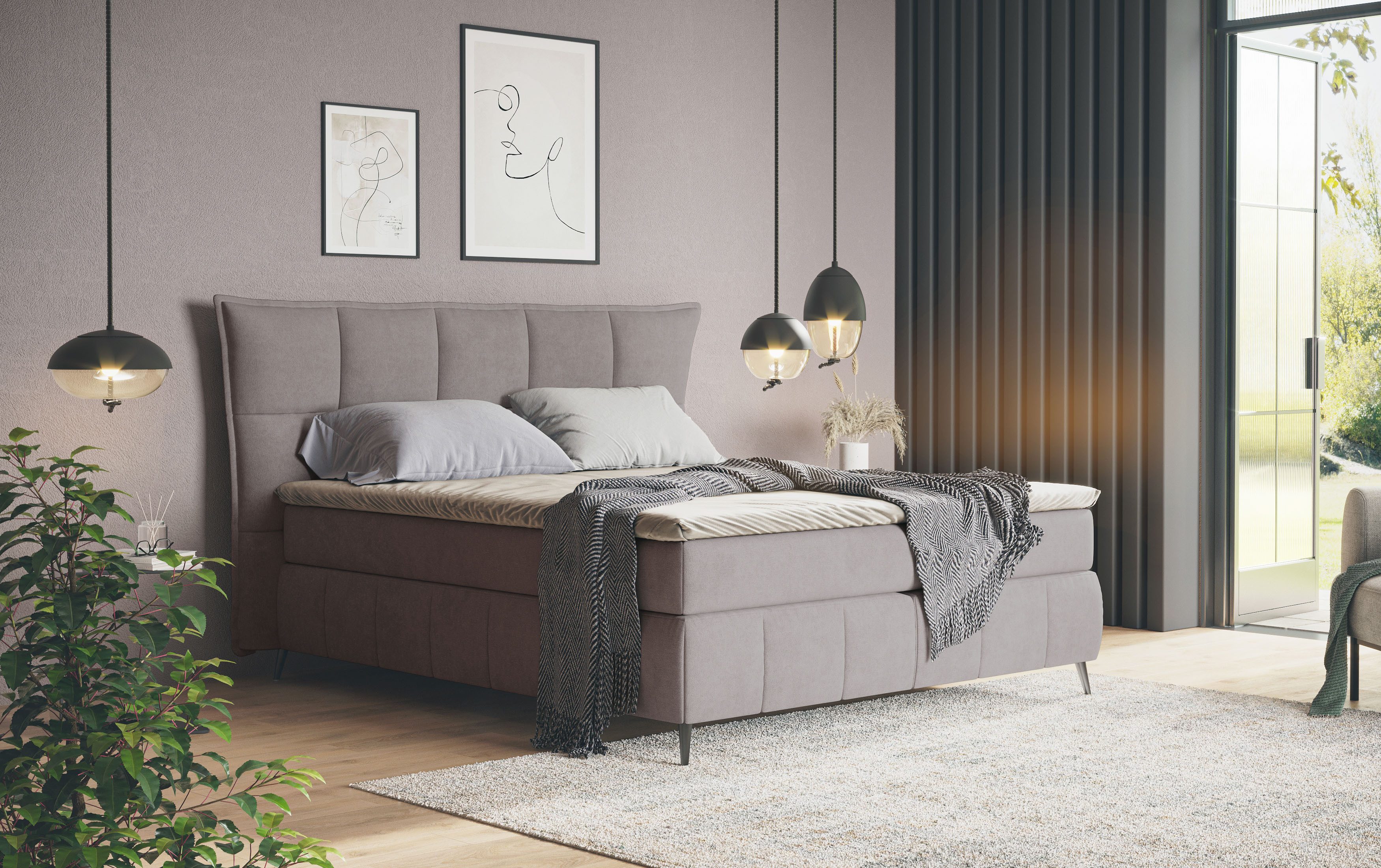 COTTA Boxspring Sarah inclusief topper, 2 matraskernen, hardheden h2, h3 of h4
