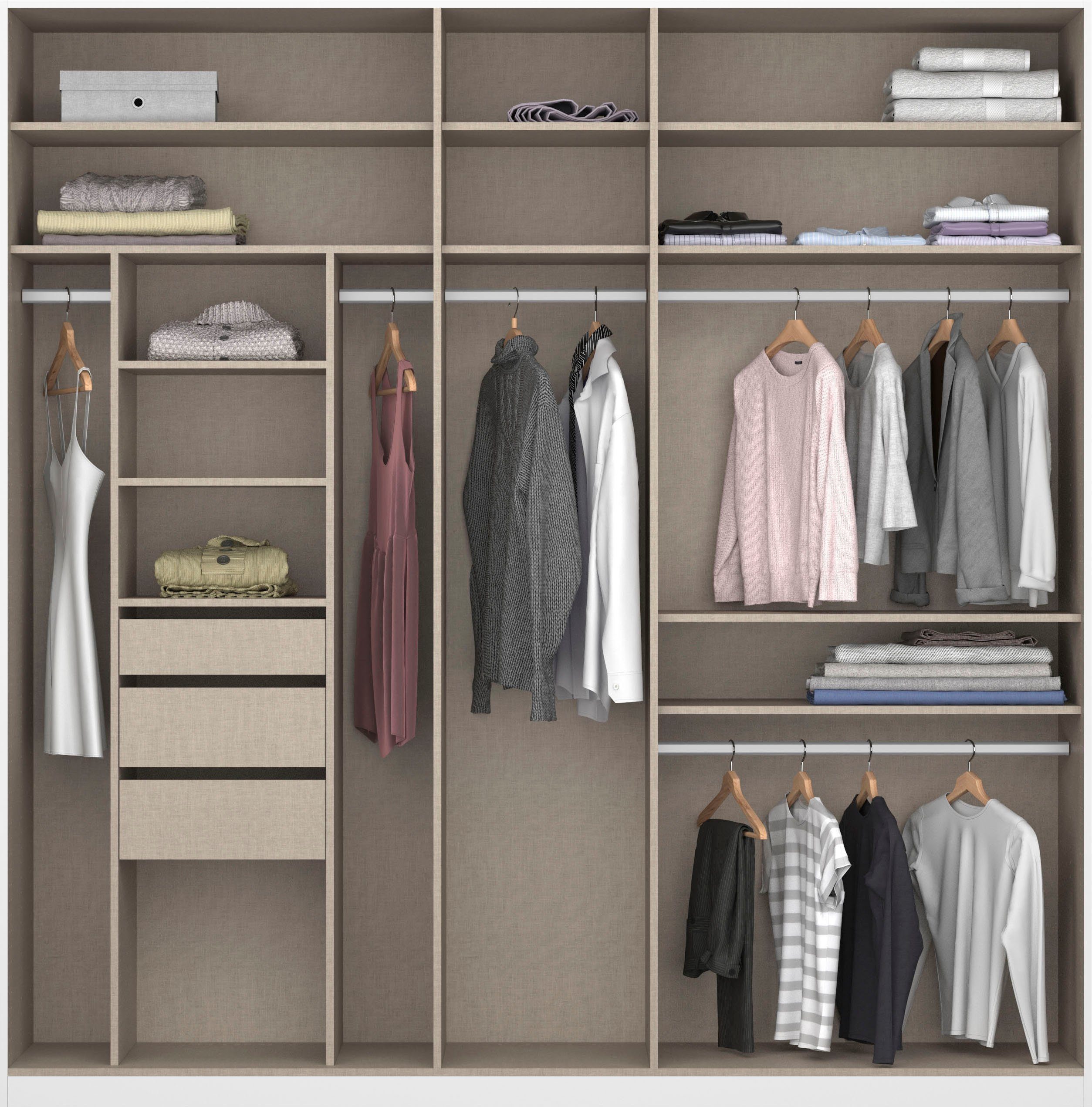rauch Draaideurkast Kledingkast kast garderobe TOPSELLER OTELI incl. binnenindeling met 3 binnenlades extra planken optioneel met spiegel made in germany
